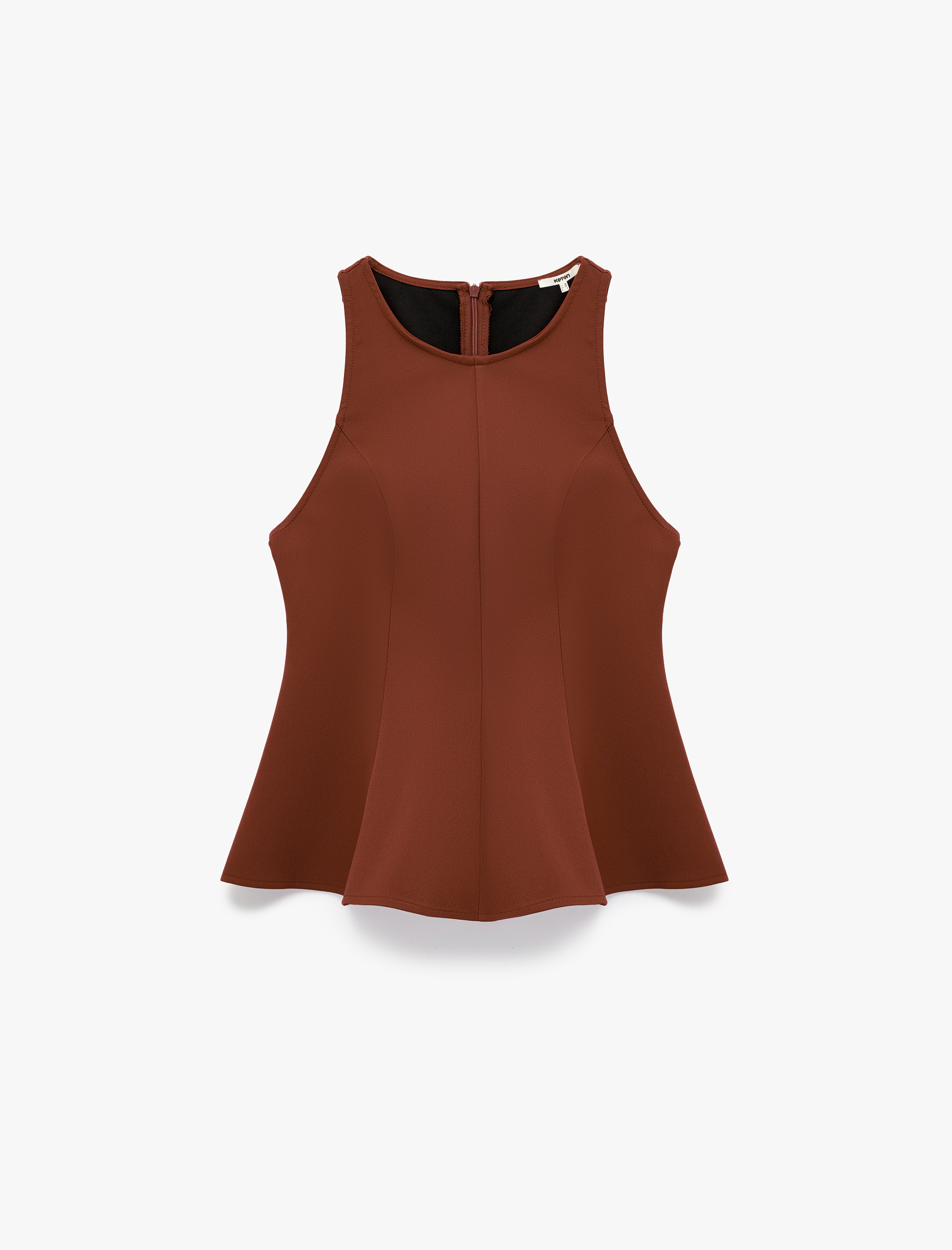   Slim Fit Kolsuz Bisiklet Yaka Peplum Bluz