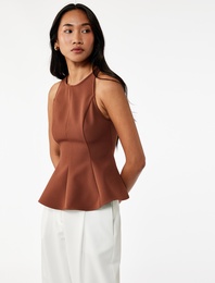 Slim Fit Kolsuz Bisiklet Yaka Peplum Bluz