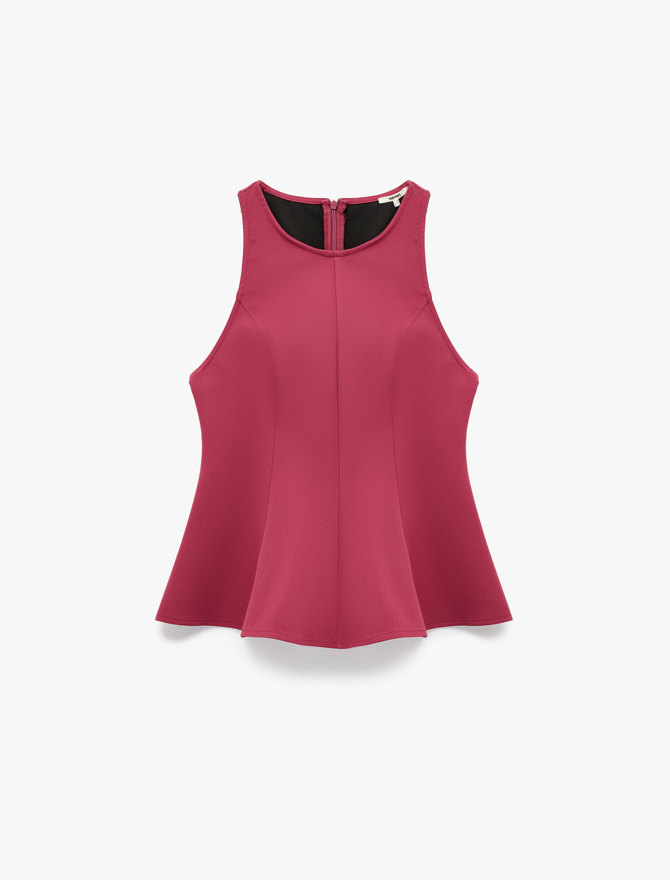   Slim Fit Kolsuz Bisiklet Yaka Peplum Bluz