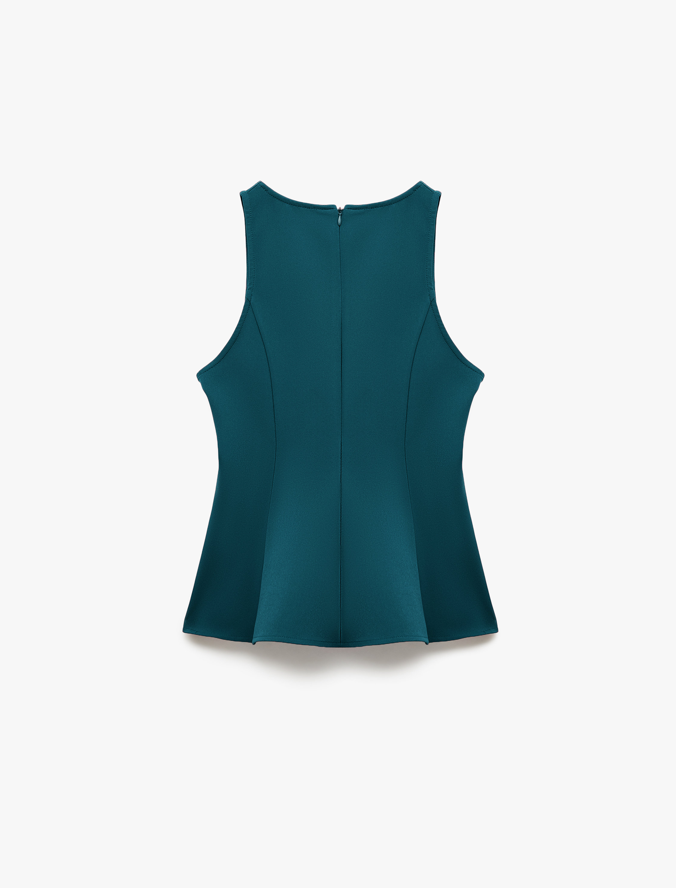   Slim Fit Kolsuz Bisiklet Yaka Peplum Bluz