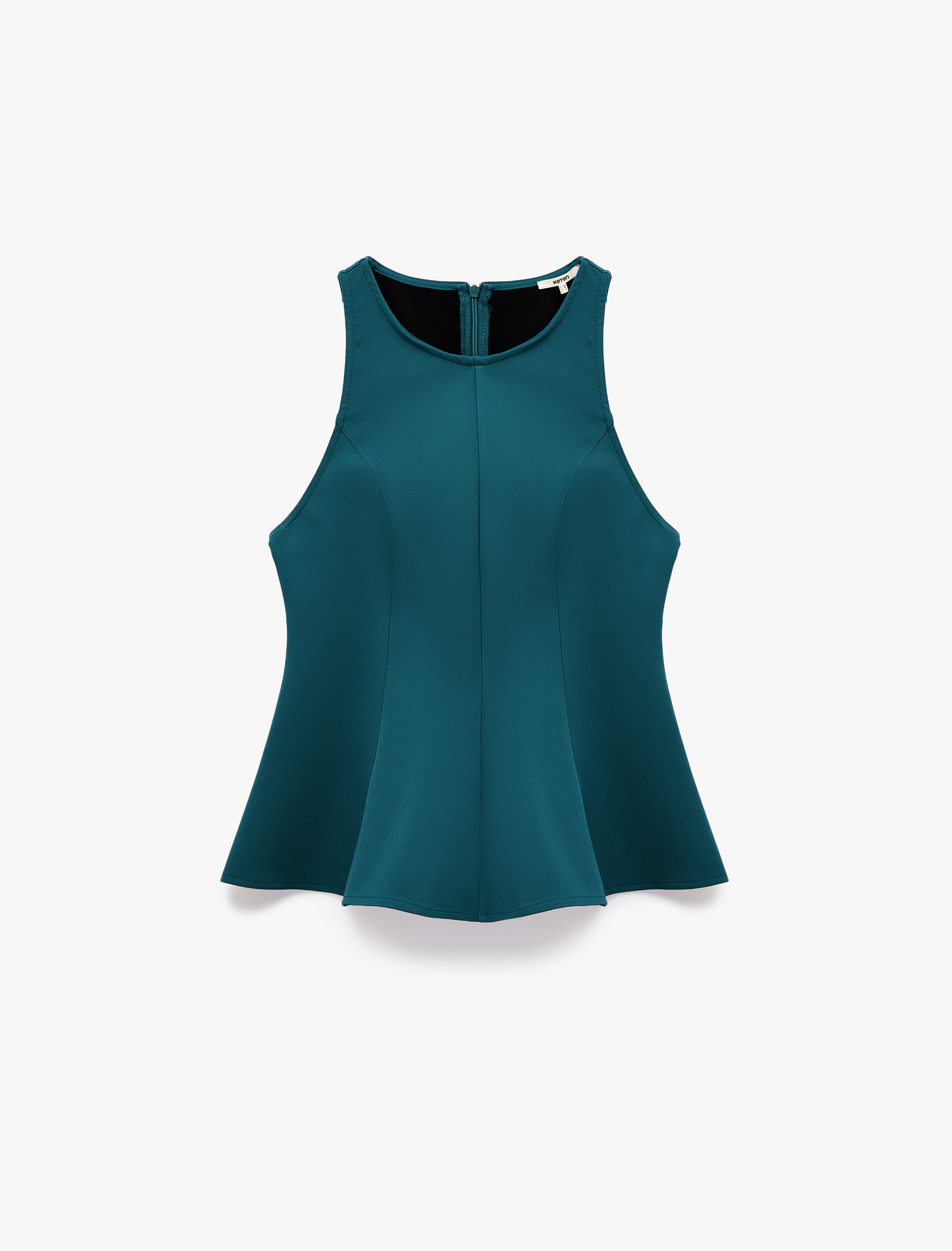   Slim Fit Kolsuz Bisiklet Yaka Peplum Bluz