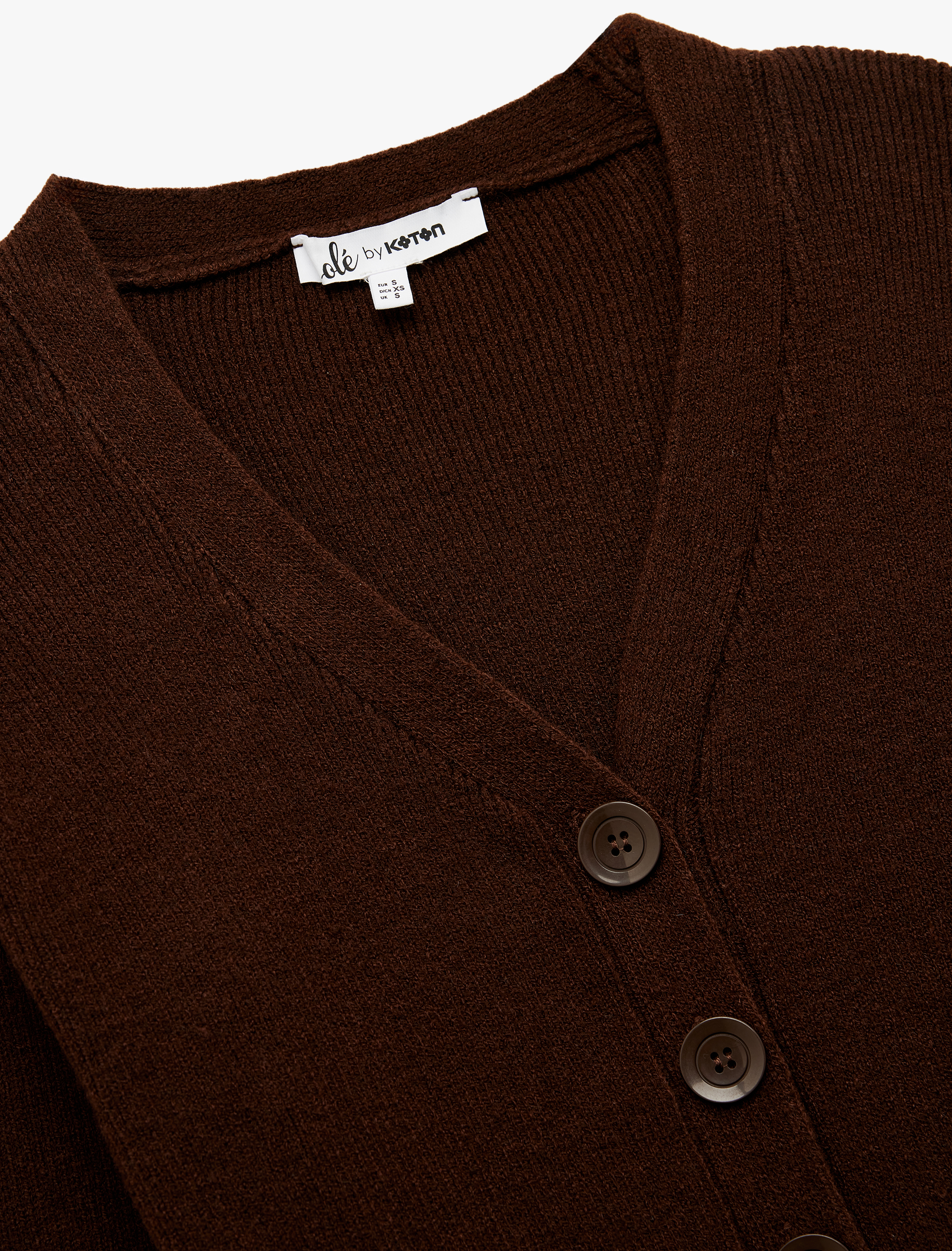   Düğmeli V Yaka Uzun Kollu Triko Hırka