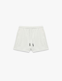 Slim Fit Yüksek Bel Pamuklu Bağcıklı Mini Şort