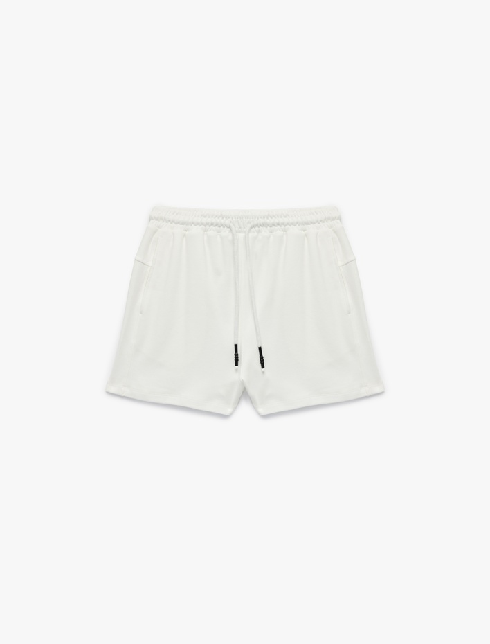  Slim Fit Yüksek Bel Pamuklu Bağcıklı Mini Şort