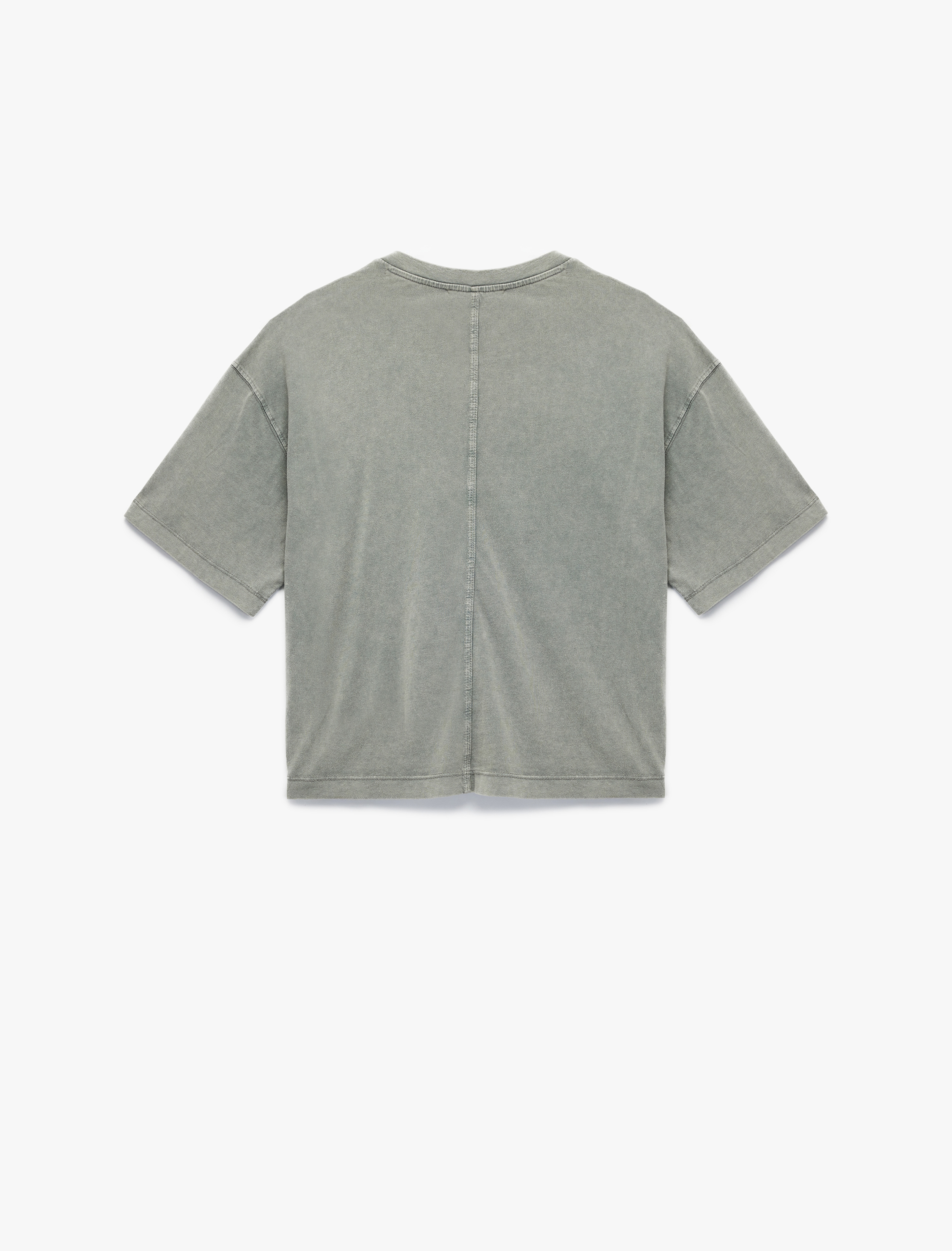   Kısa Kollu Bisiklet Yaka Pamuklu Yıkamalı Oversize Tişört