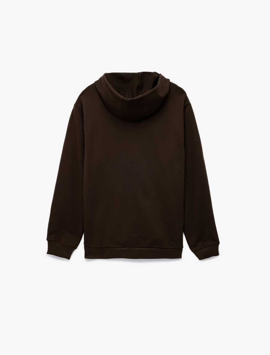   Pamuklu Uzun Kollu Fermuarlı Kanguru Cepli Kapüşonlu Sweatshirt