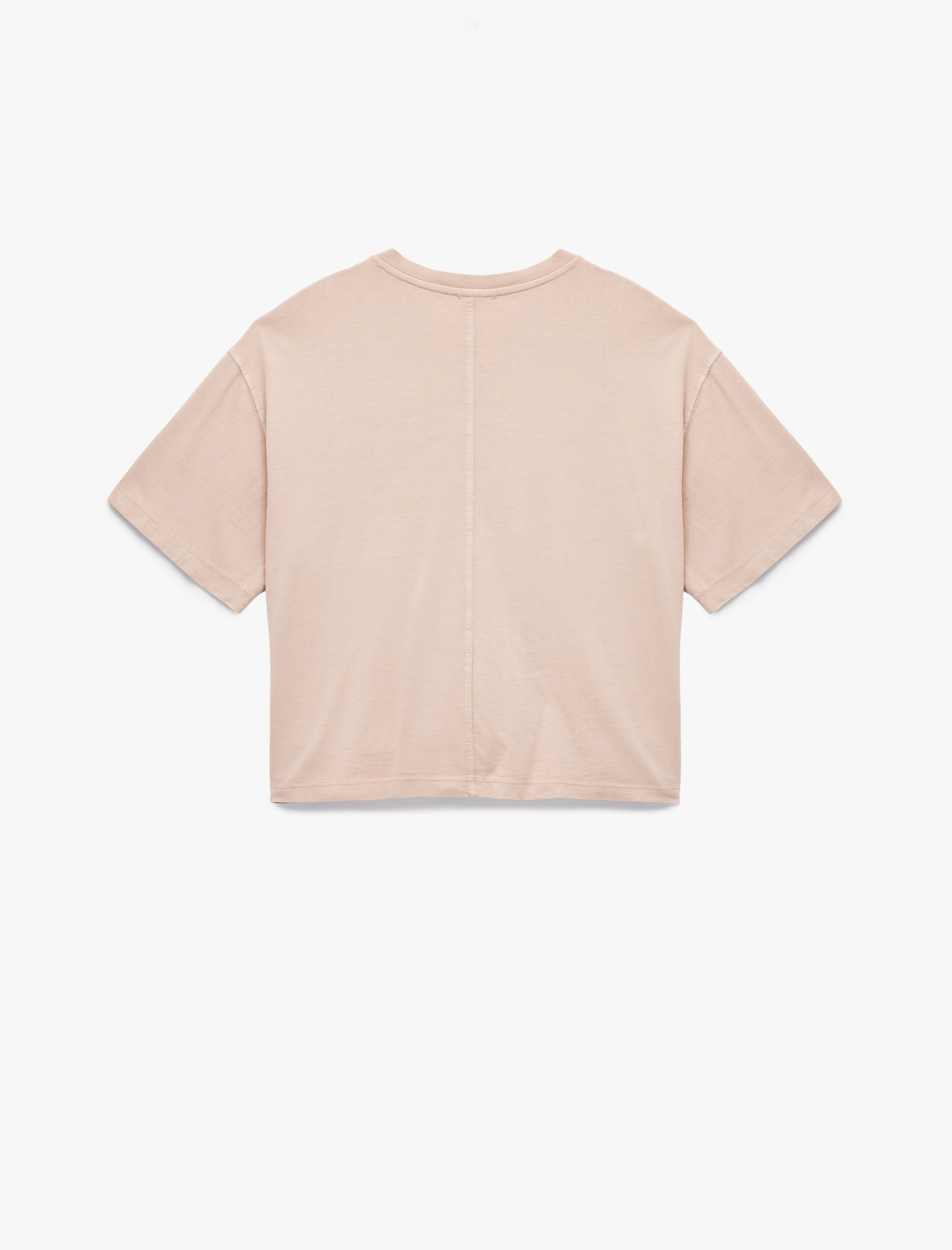   Kısa Kollu Bisiklet Yaka Pamuklu Yıkamalı Oversize Tişört