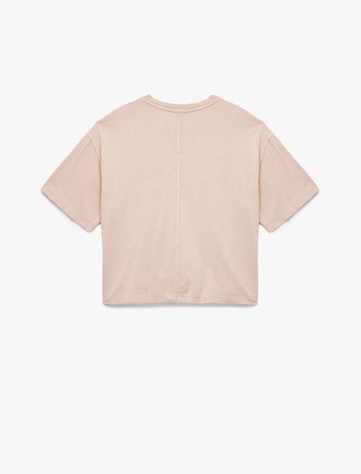  Kısa Kollu Bisiklet Yaka Pamuklu Yıkamalı Oversize Tişört