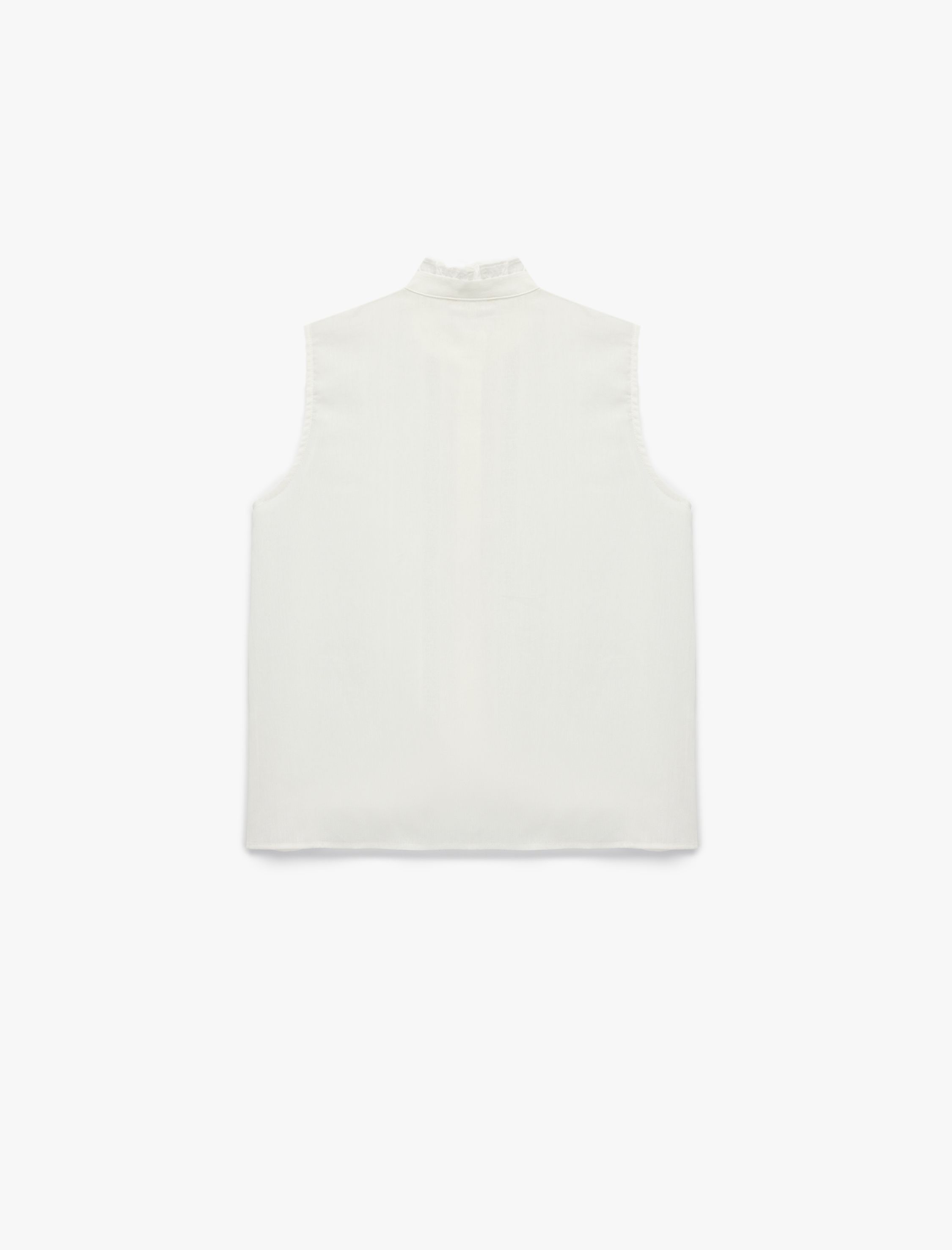 Pamuklu Fırfırlı Hakim Yaka Dantel Detaylı Kolsuz Gömlek