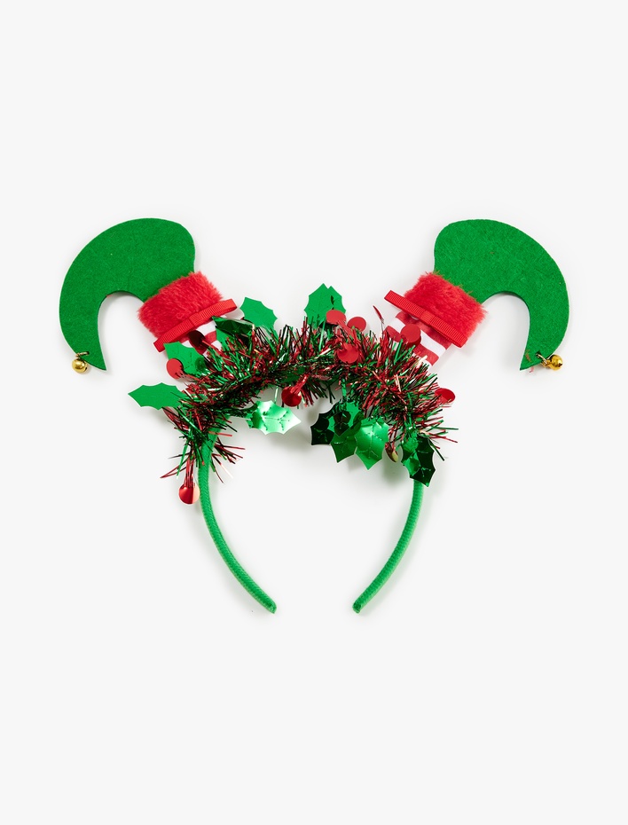 Kadın Parlak Püsküllü Aplike Detaylı Yılbaşı Tacı