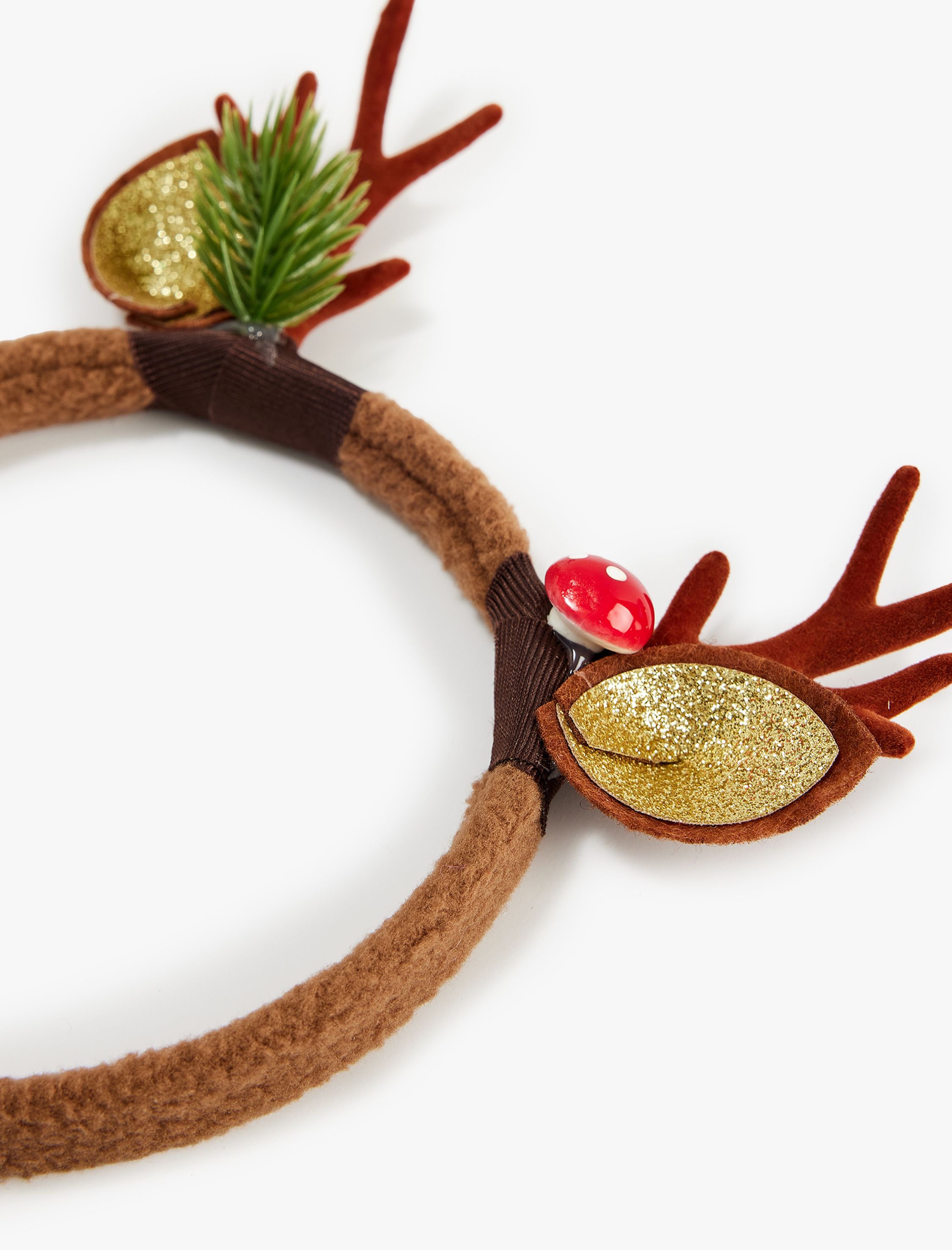  Kız Çocuk Taç Simli Kulak ve Geyik Boynuzu Aplike Detaylı