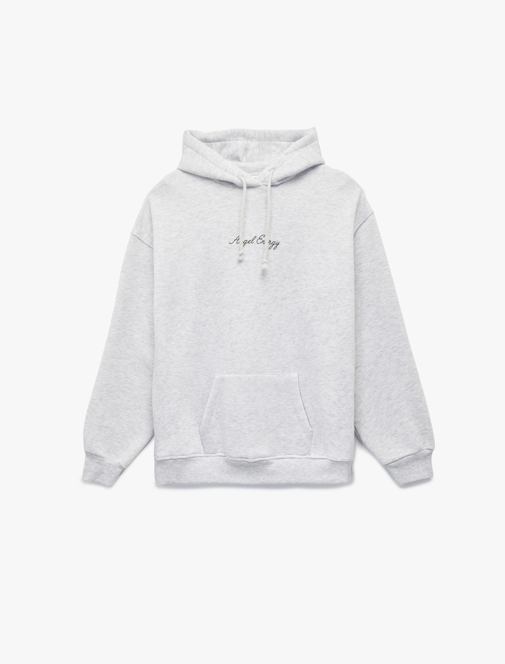 Şardonlu Kapüşonlu Kanguru Cepli Arkası Baskılı Oversize Sweatshirt