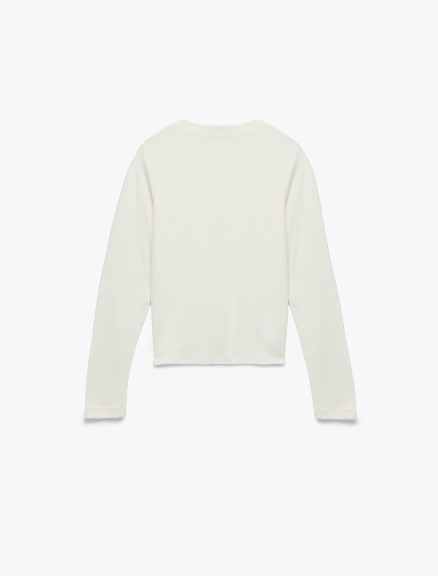   Dik Yaka Slim Fit Modal Karışımlı Basic Uzun Kollu Tişört