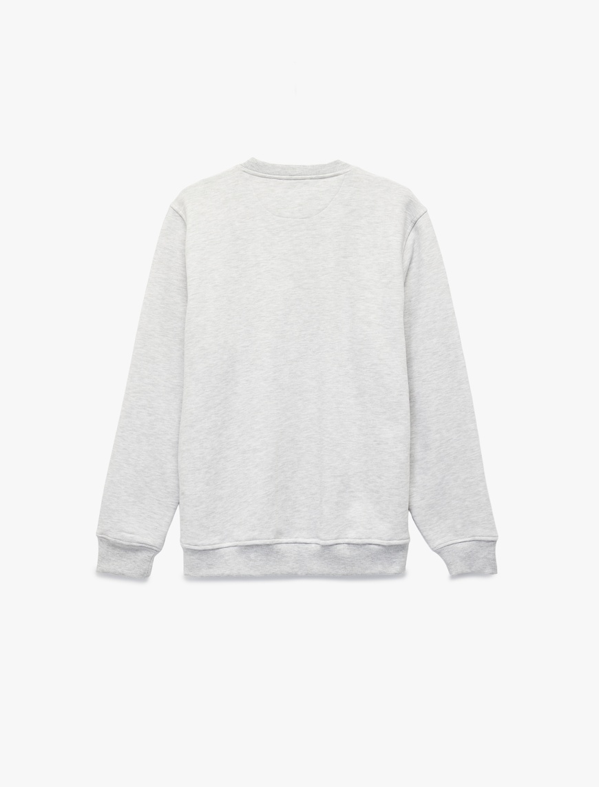   Pamuklu Uzun Kollu Şardonlu Bisiklet Yaka Erkek Basic Sweatshirt