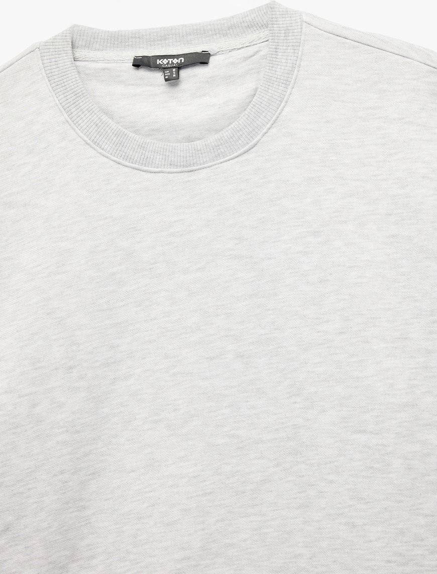   Pamuklu Uzun Kollu Şardonlu Bisiklet Yaka Erkek Basic Sweatshirt