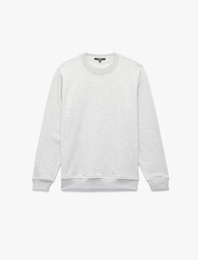 Pamuklu Uzun Kollu Şardonlu Bisiklet Yaka Erkek Basic Sweatshirt