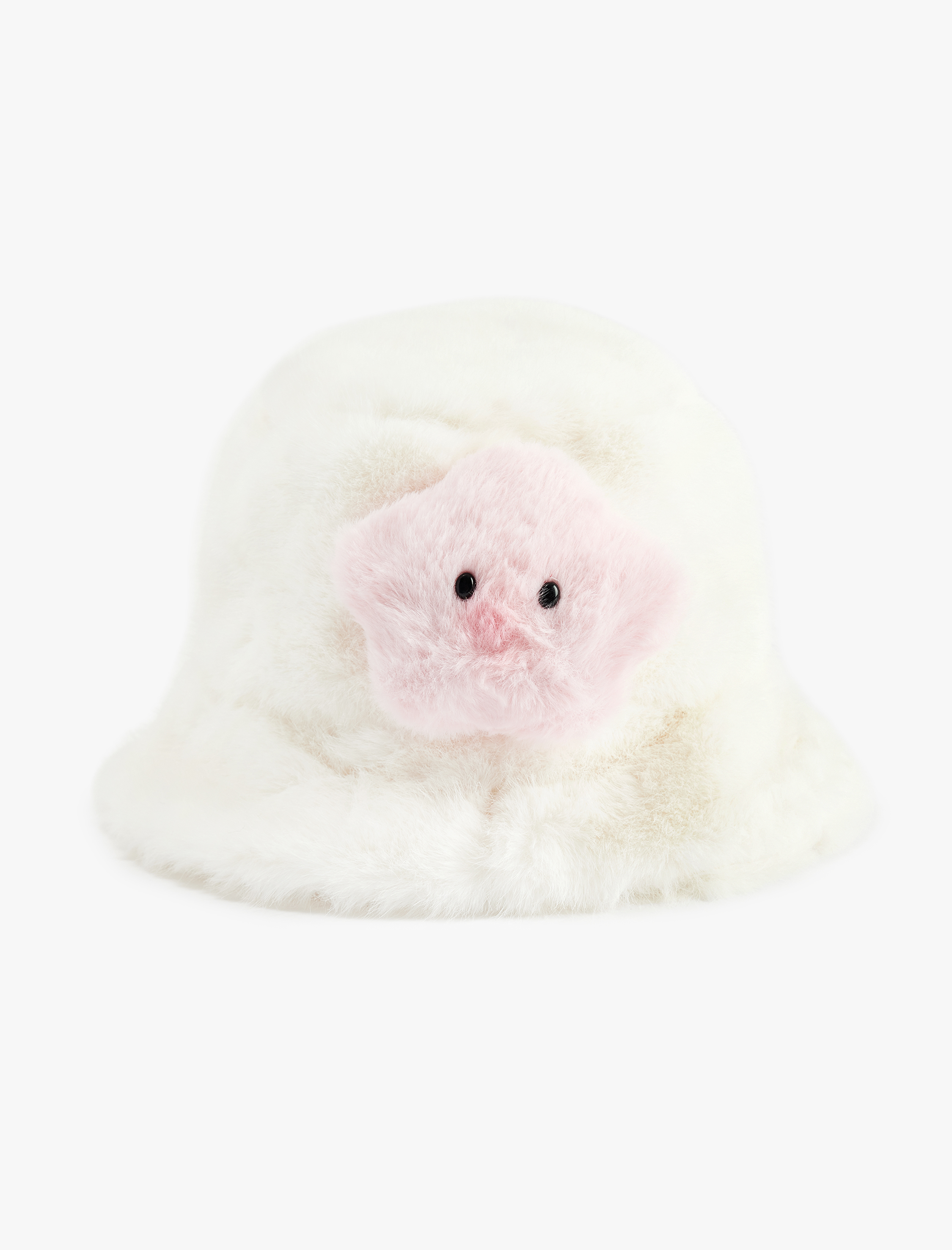  Kız Çocuk Kedi Detaylı Peluş Bucket Şapka