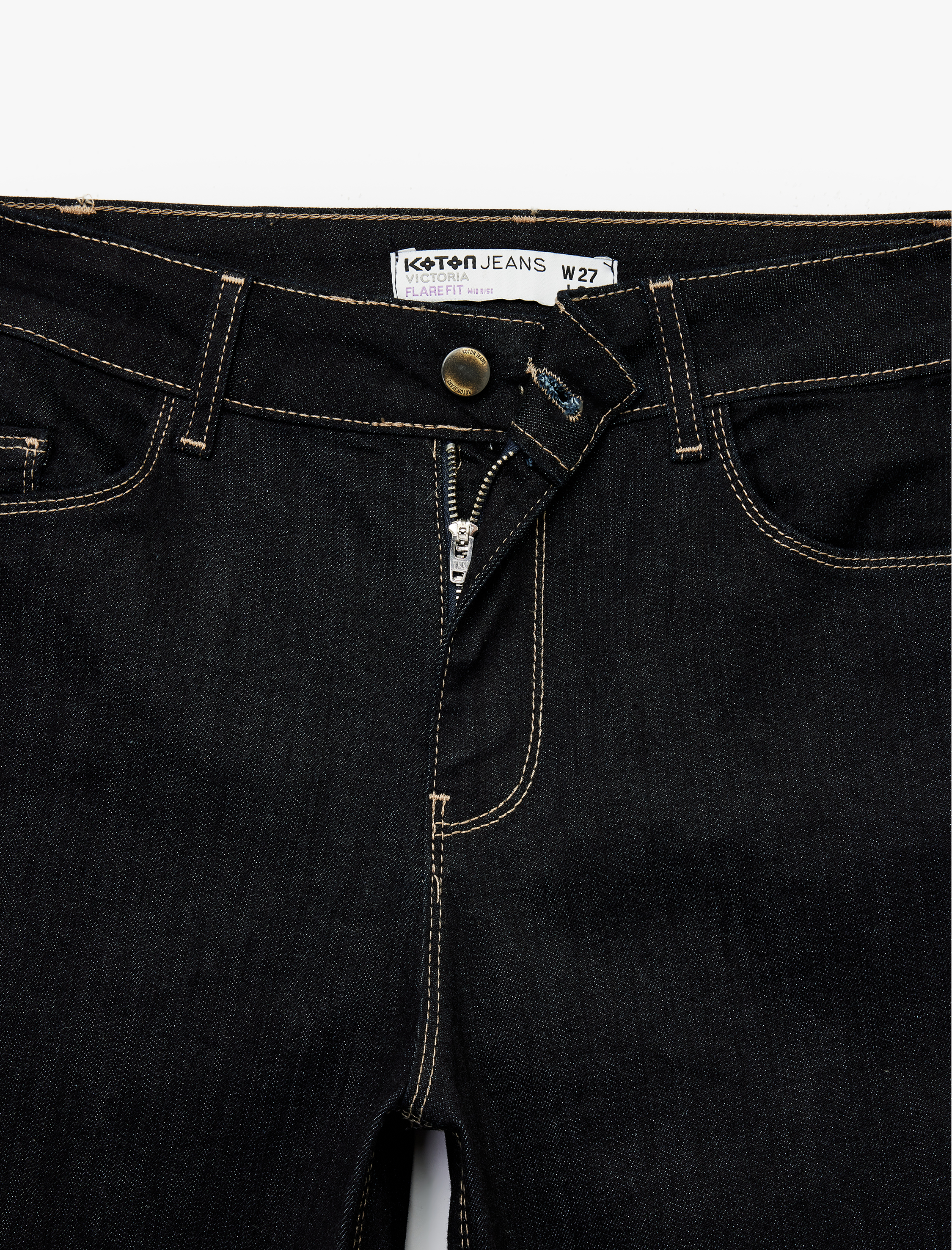   Koton X Melis Ağazat - Yüksek Bel Dar Kesim İspanyol Paça Jean Pantolon - Flare Jeans