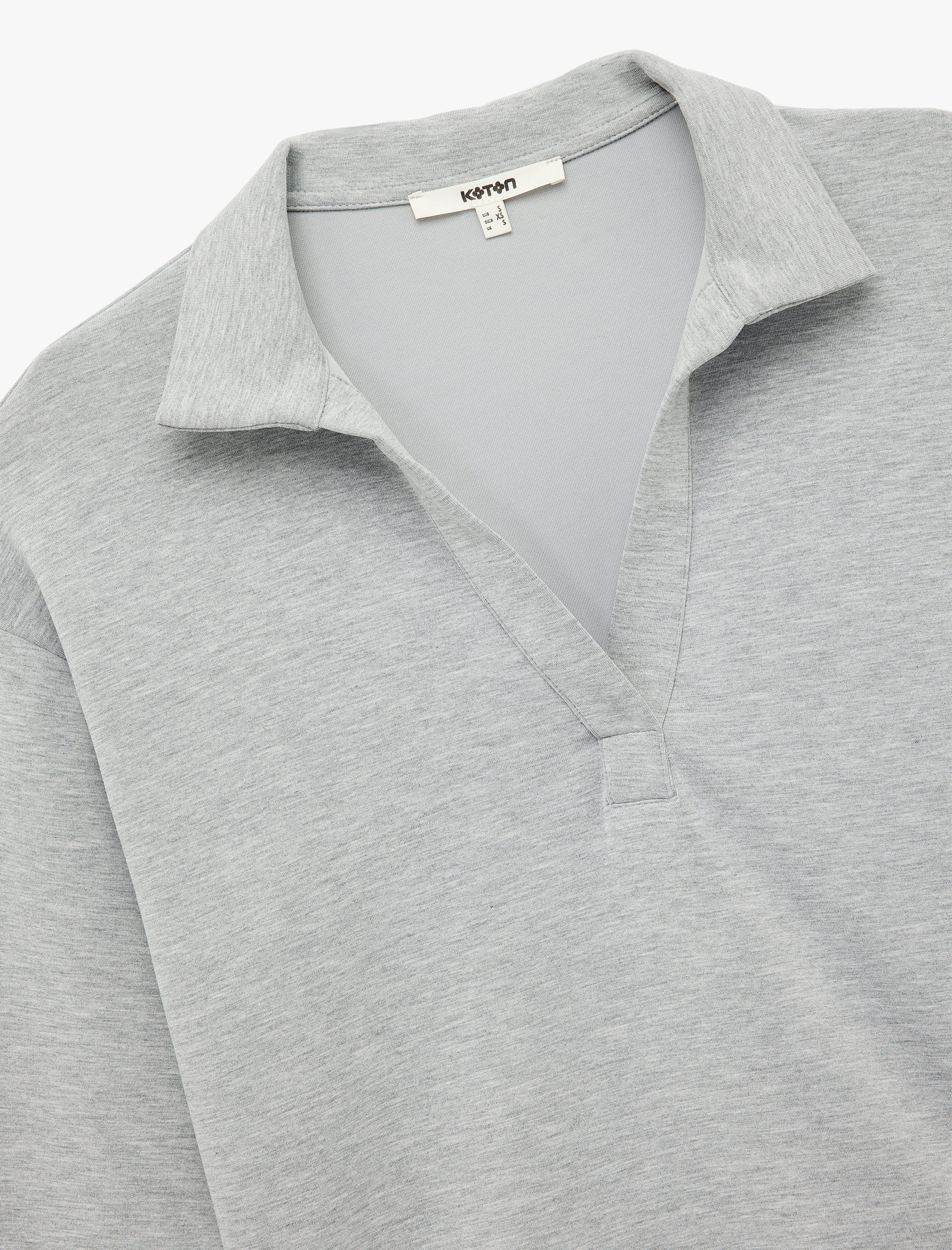   Rahat Kalıp Modal Kumaş Uzun Kollu Polo Yaka Sweatshirt