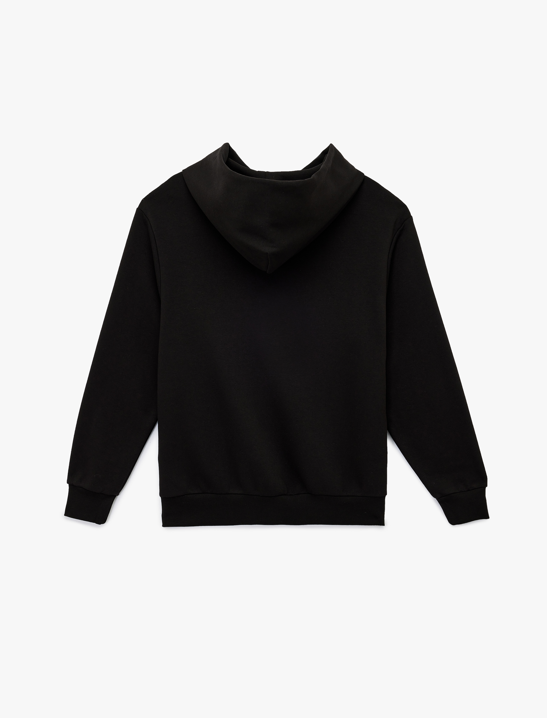   Üç İplik Şardonlu Uzun Kollu Kapüşonlu Basic Sweatshirt