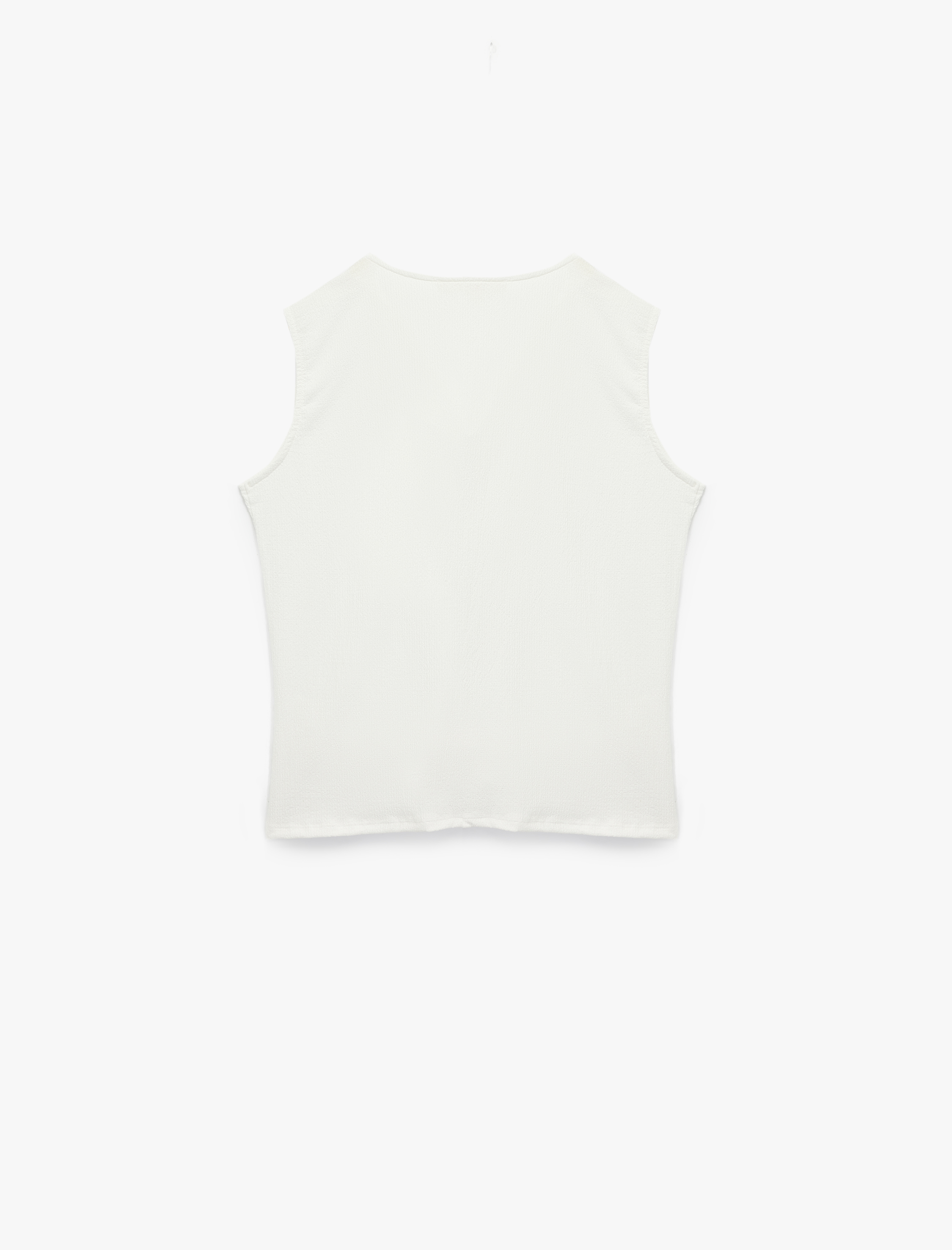   Bürümcük Kumaş Kolsuz Degaje Yaka Bluz