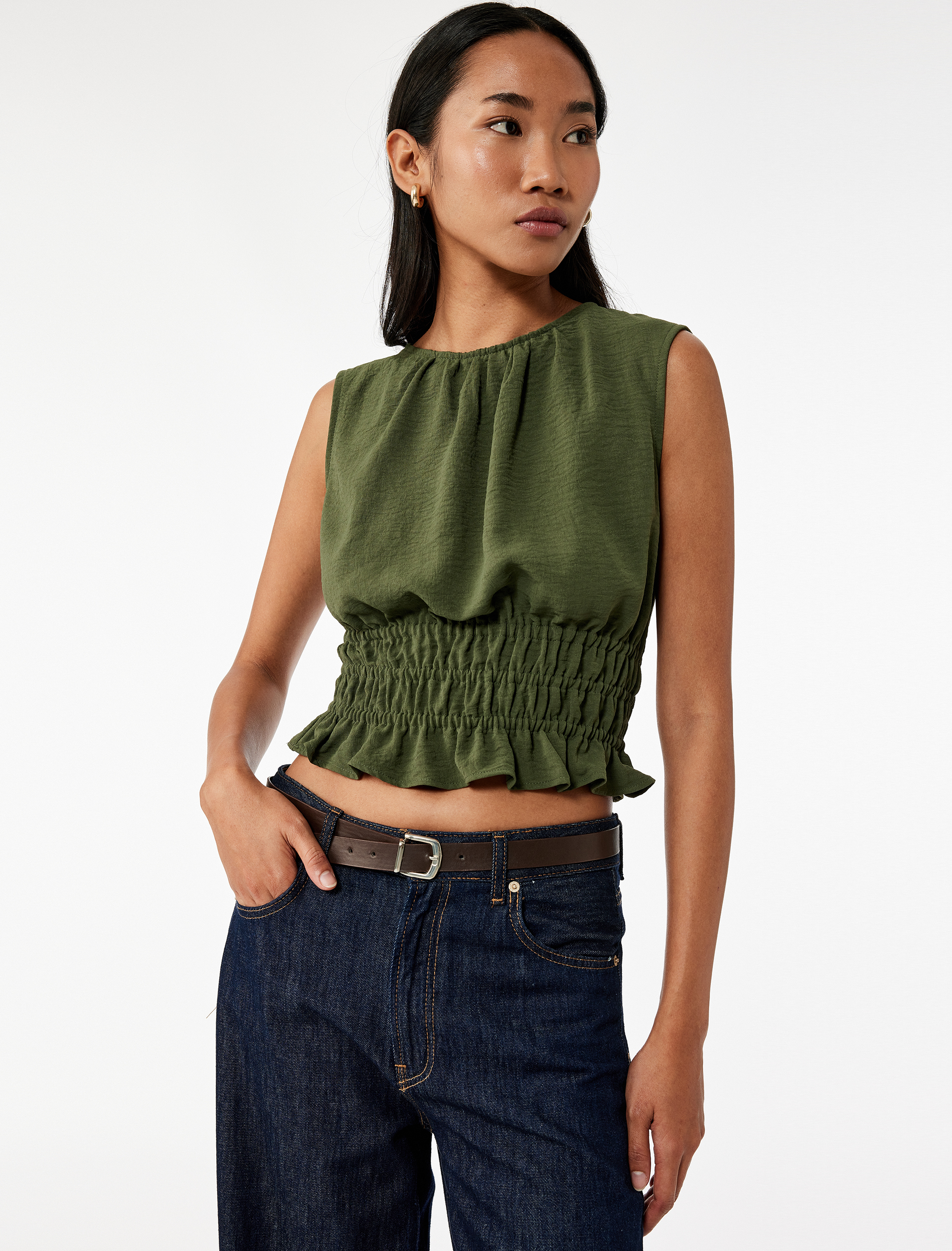   Aerobin Kumaş Gipeli Kolsuz Bisiklet Yaka Bluz