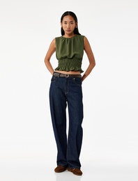 Aerobin Kumaş Gipeli Kolsuz Bisiklet Yaka Bluz