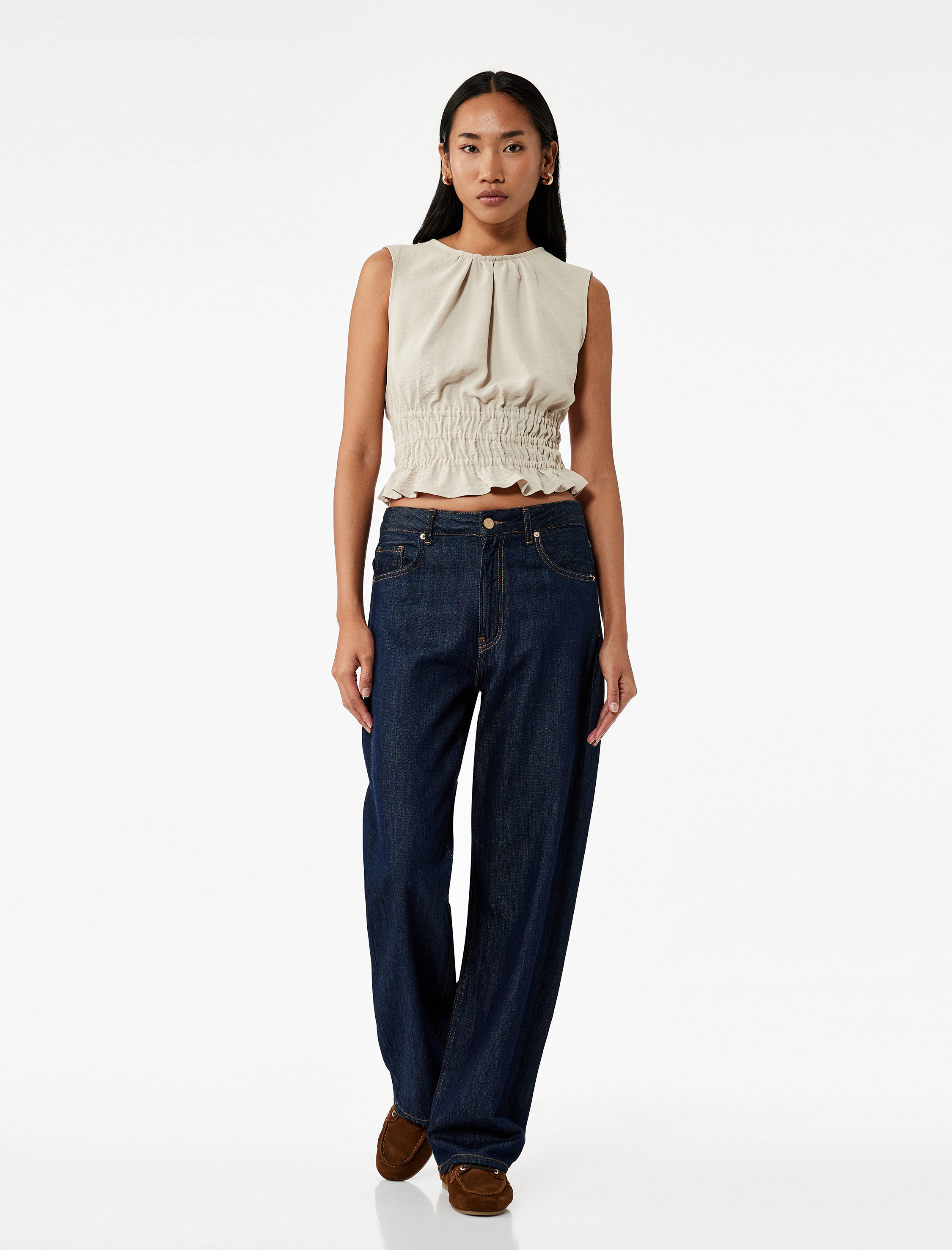   Aerobin Kumaş Gipeli Kolsuz Bisiklet Yaka Bluz