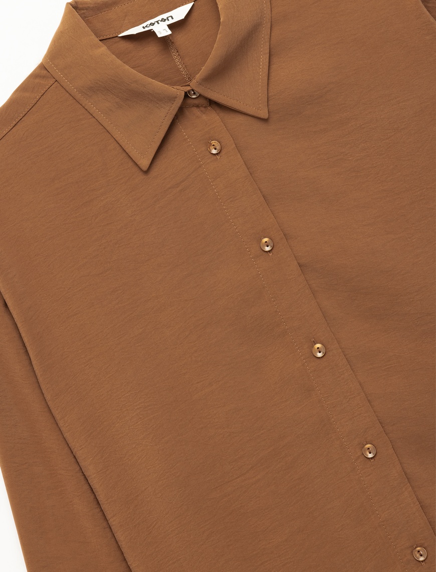   Modal Kumaş Düğmeli Uzun Kollu Oversize Gömlek