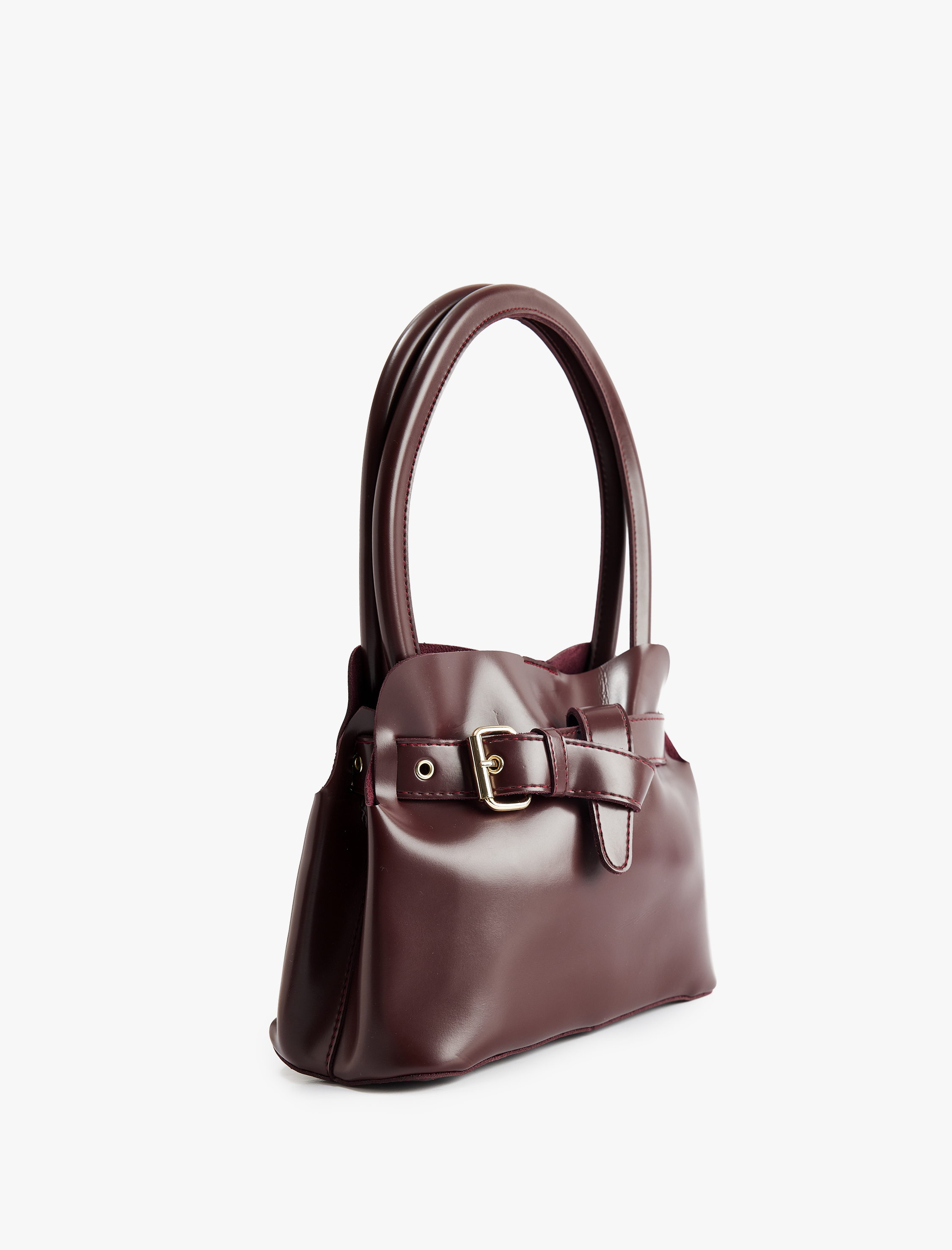  Kadın Metalik Aksesuarlı Toka Detaylı Saplı Suni Deri Çanta