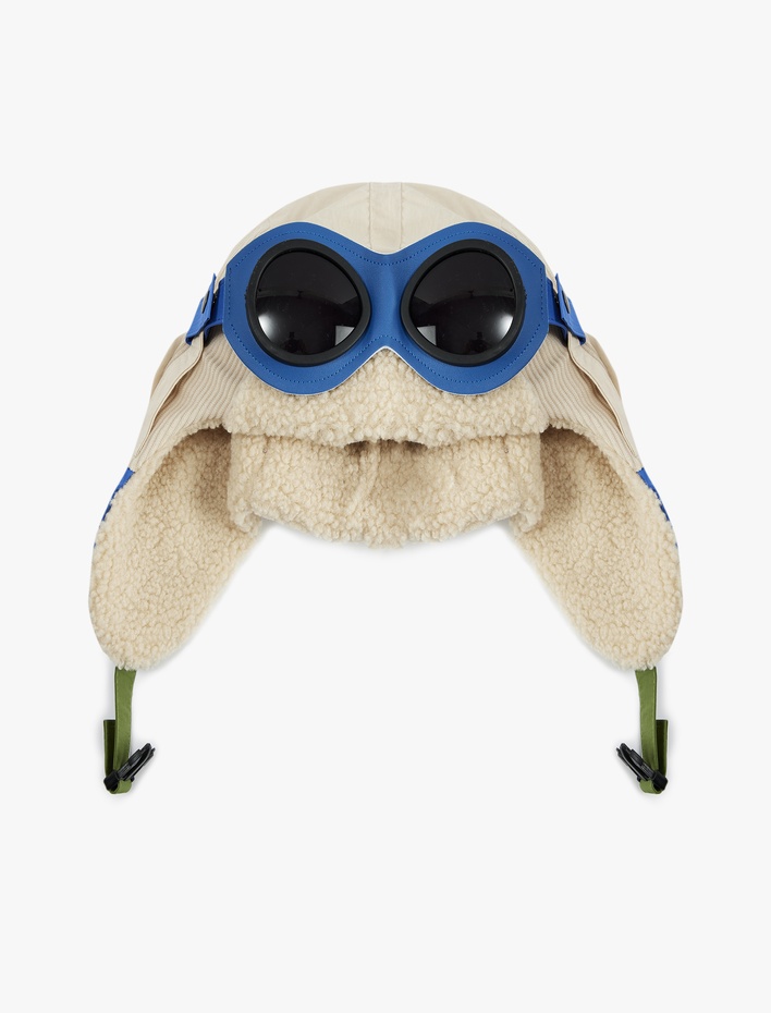 Erkek Çocuk Peluş Detaylı Gözlük Aplikeli Peluş Şapka