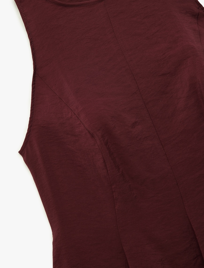   Slim Fit Kolsuz Bisiklet Yaka Modal Kumaş Peplum Bluz