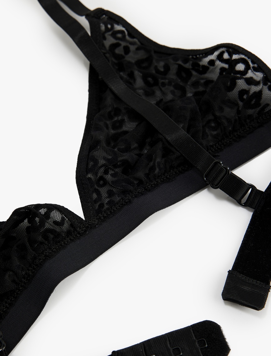   Rahat Kalıp Leopar Dokulu Tül Üçgen Bralet Sütyen