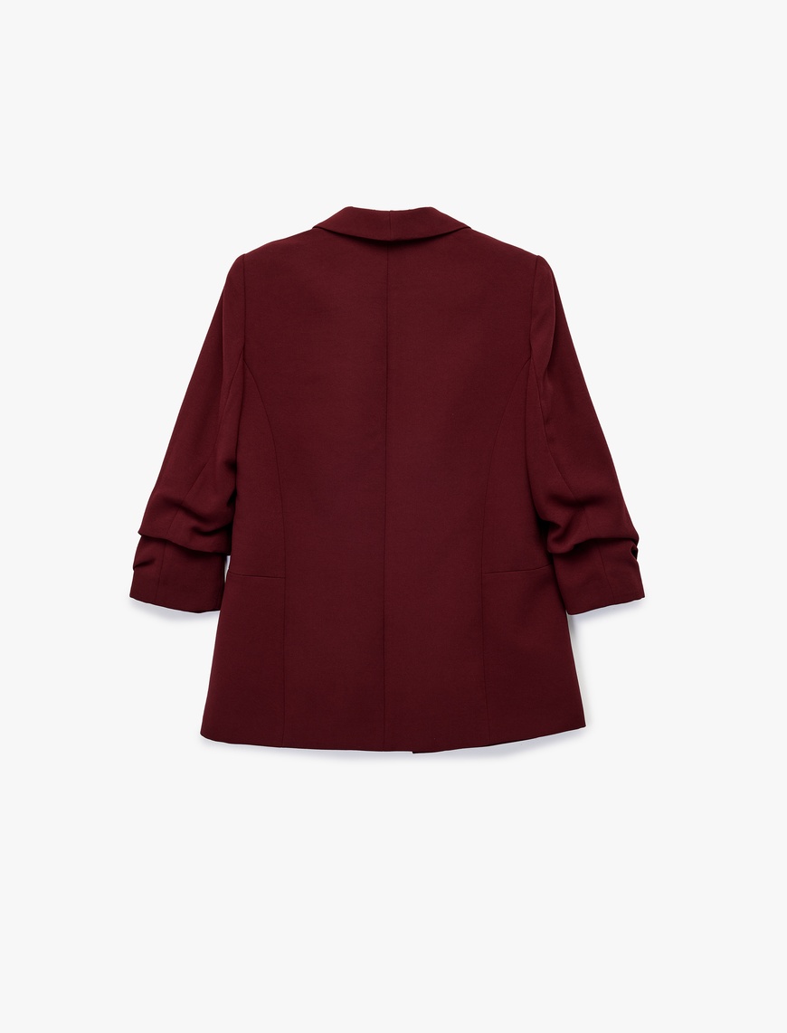   Krep Kumaş Regular Fit Şal Yaka 3/4 Kollu Blazer Ceket