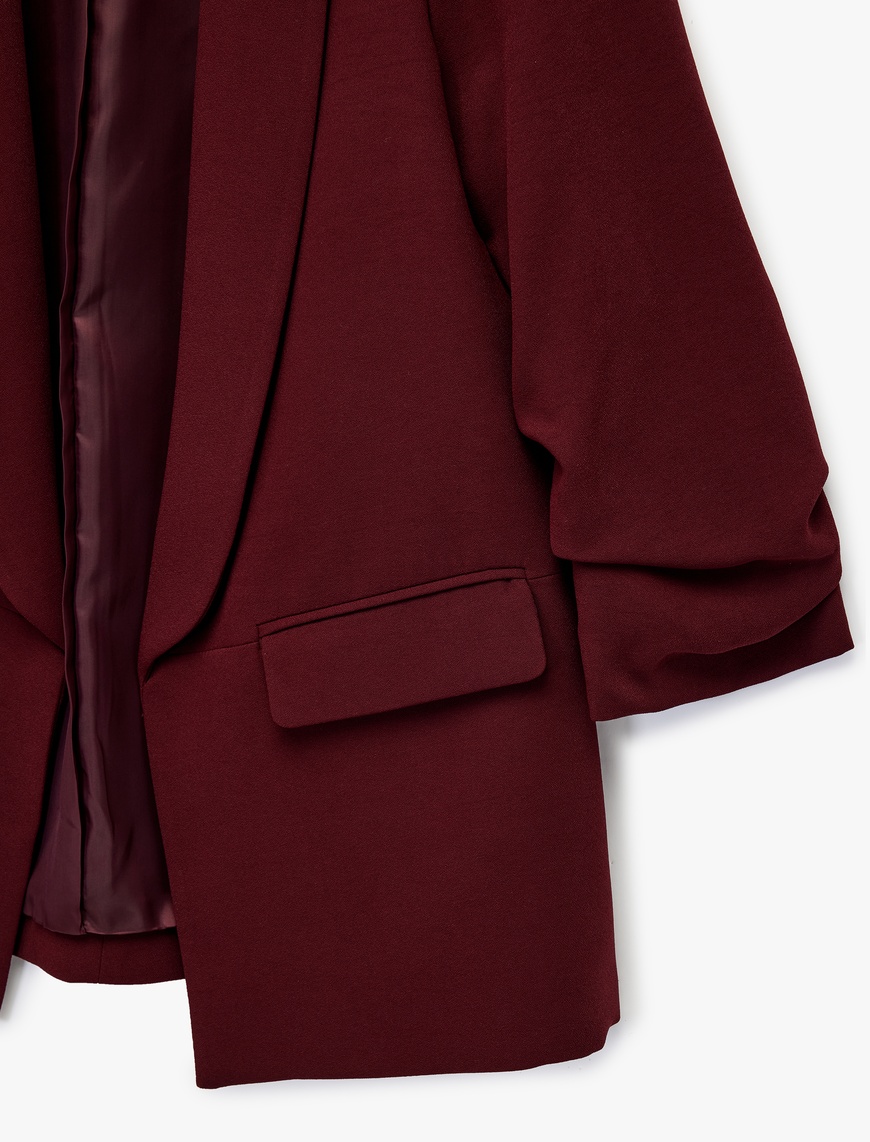   Krep Kumaş Regular Fit Şal Yaka 3/4 Kollu Blazer Ceket