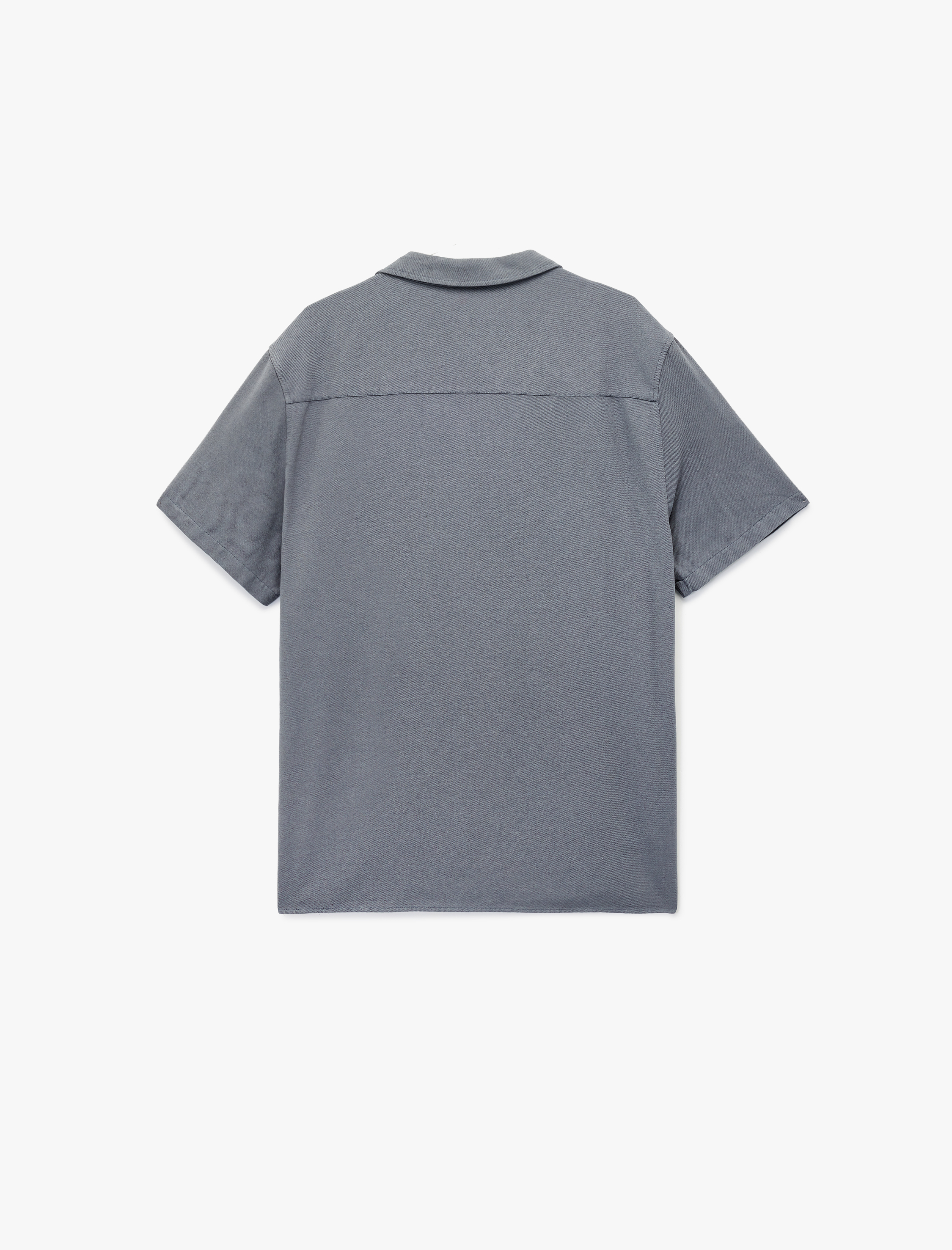   Regular Fit Keten Karışımlı Kısa Kollu Apaş Yaka Gömlek