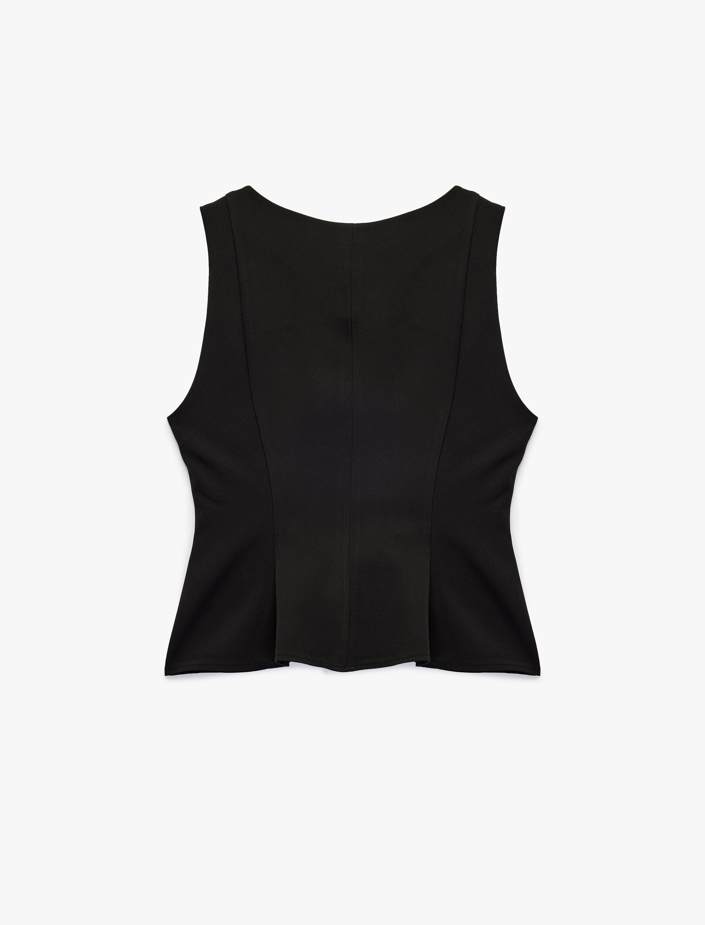   Dar Kalıp Bisiklet Yaka Kolsuz Peplum Bluz