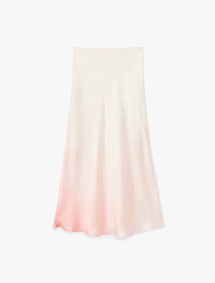  Çan Kesim Midi Kloş Saten Etek