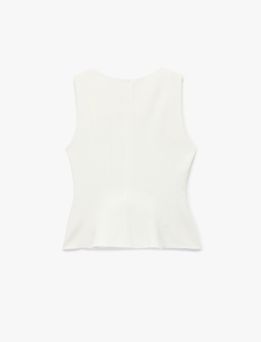   Dar Kalıp Bisiklet Yaka Kolsuz Peplum Bluz