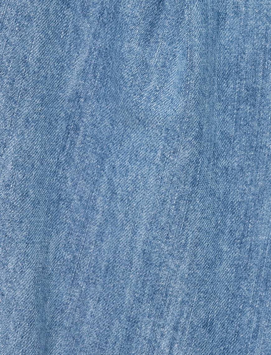   Pamuklu Kemer Detaylı Cepli Düğmeli Geniş Paça Jean Pantolon -  Wide Leg Jeans