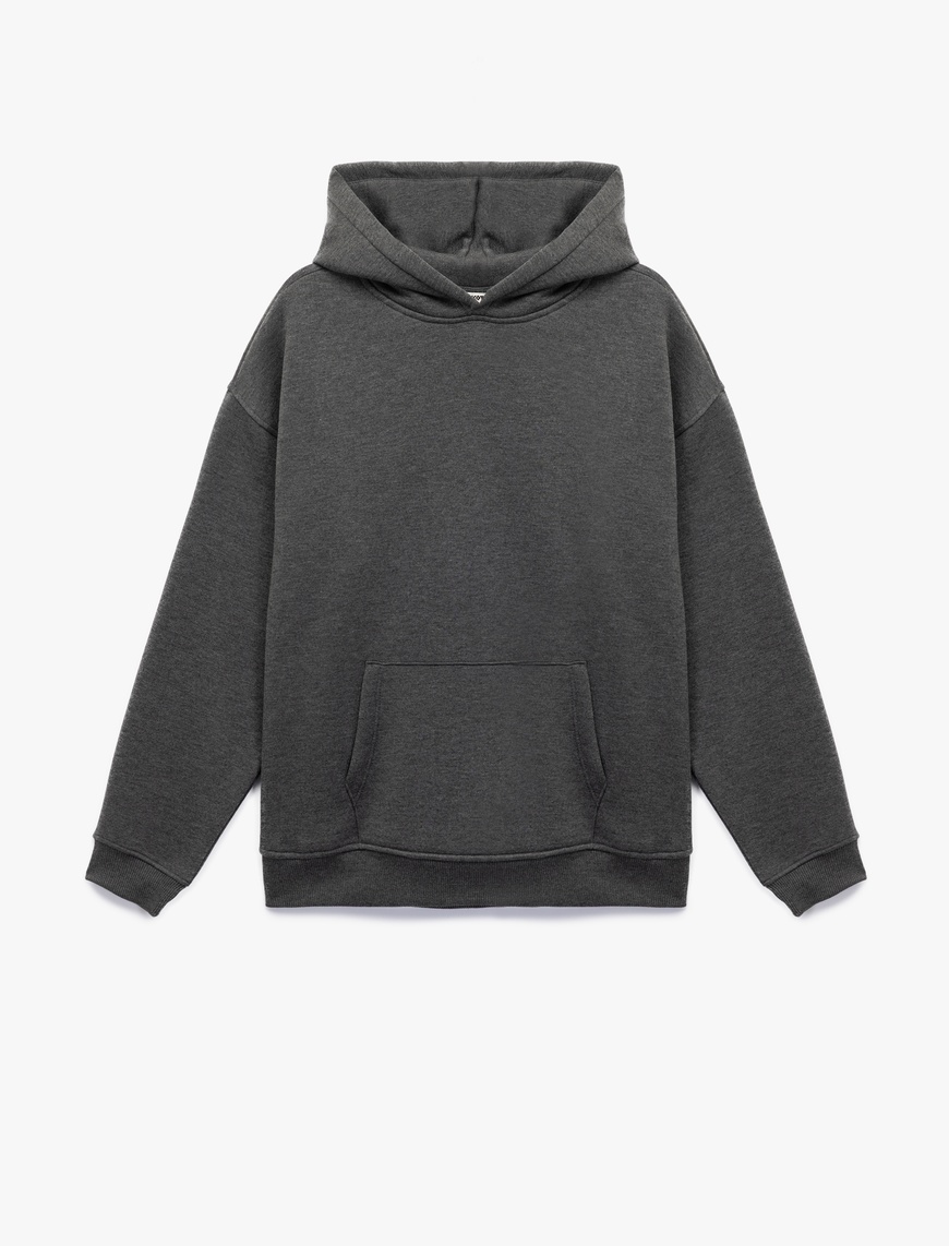   Şardonlu Uzun Kollu Kapüşonlu Oversize Sweatshirt