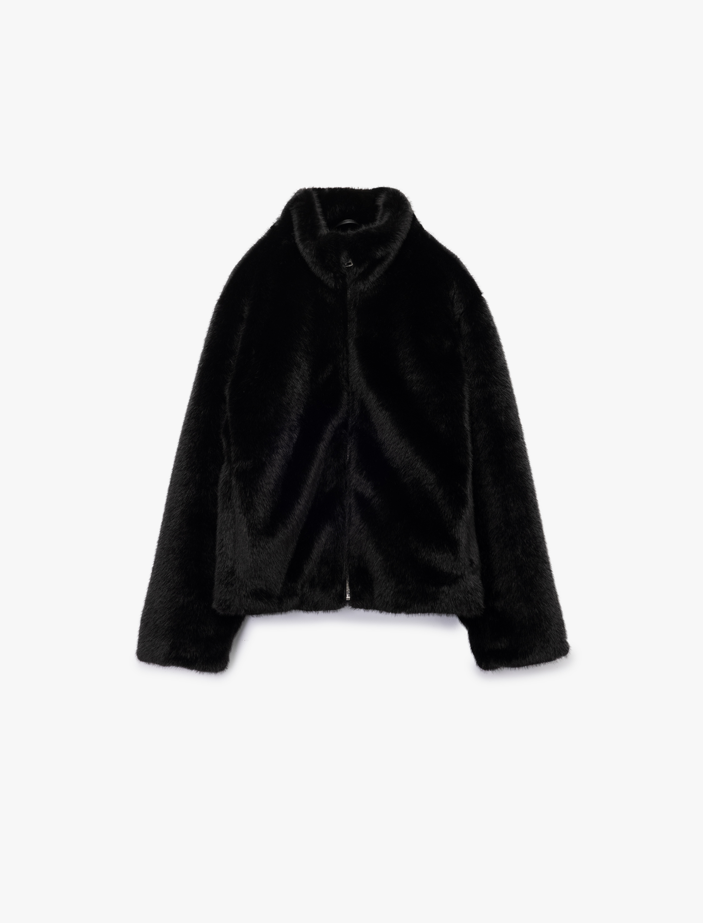   Suni Kürk Mont Fermuarlı Uzun Kollu Dik Yaka