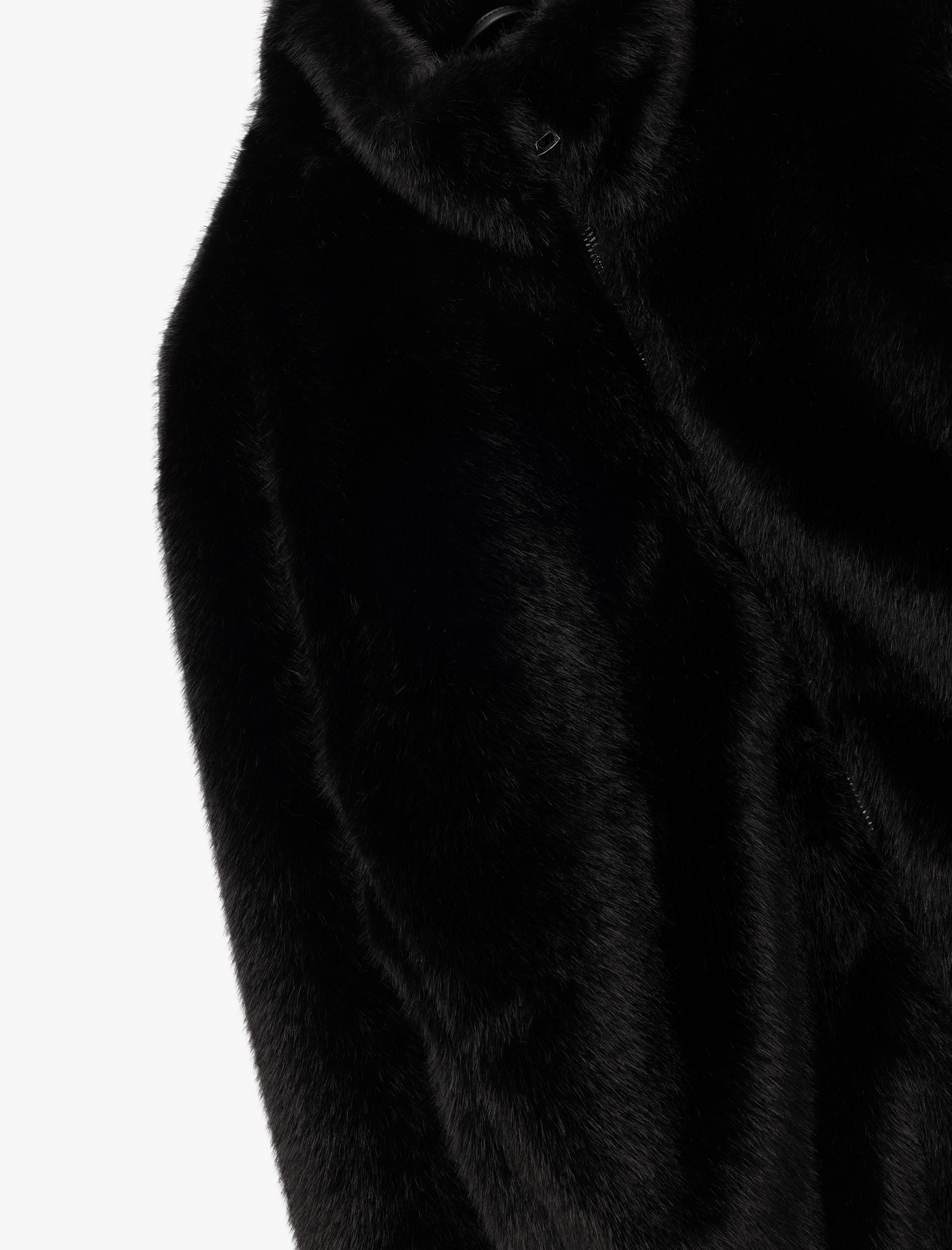   Suni Kürk Mont Fermuarlı Uzun Kollu Dik Yaka