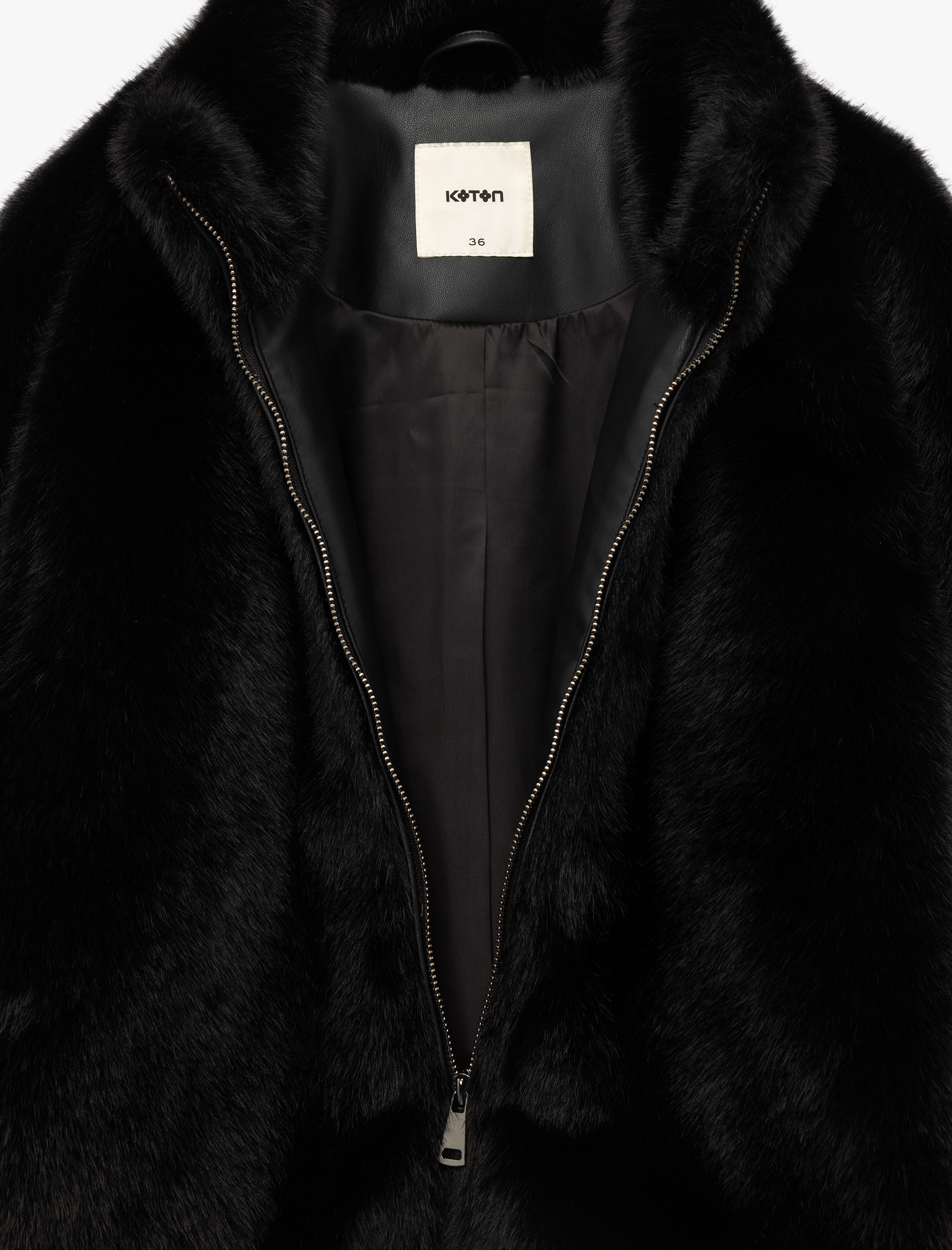   Suni Kürk Mont Fermuarlı Uzun Kollu Dik Yaka