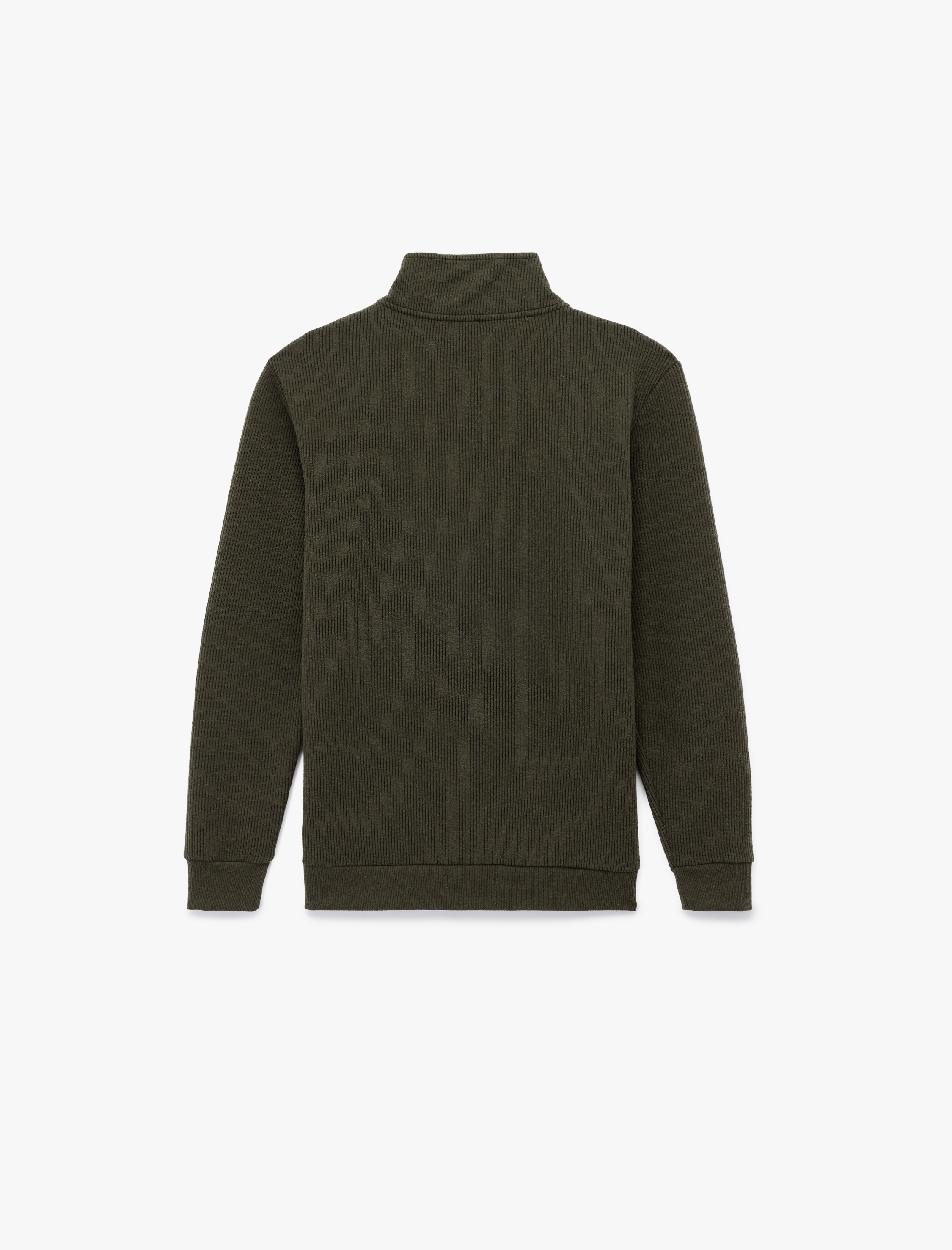   Dokulu Uzun Kollu Yarım Fermuarlı Sweatshirt