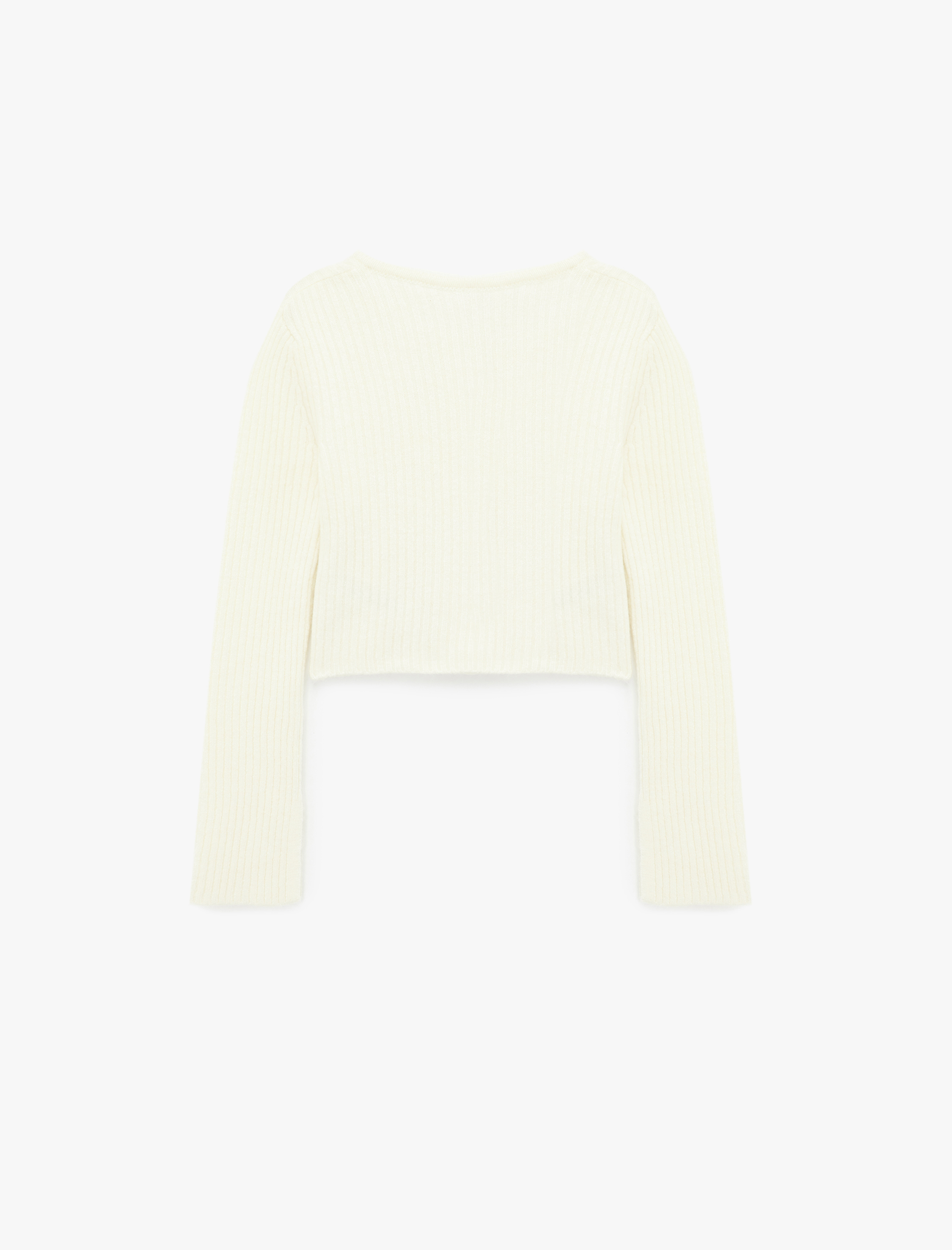   Uzun Kollu Bisiklet Yaka Bağlama Detaylı Triko Hırka