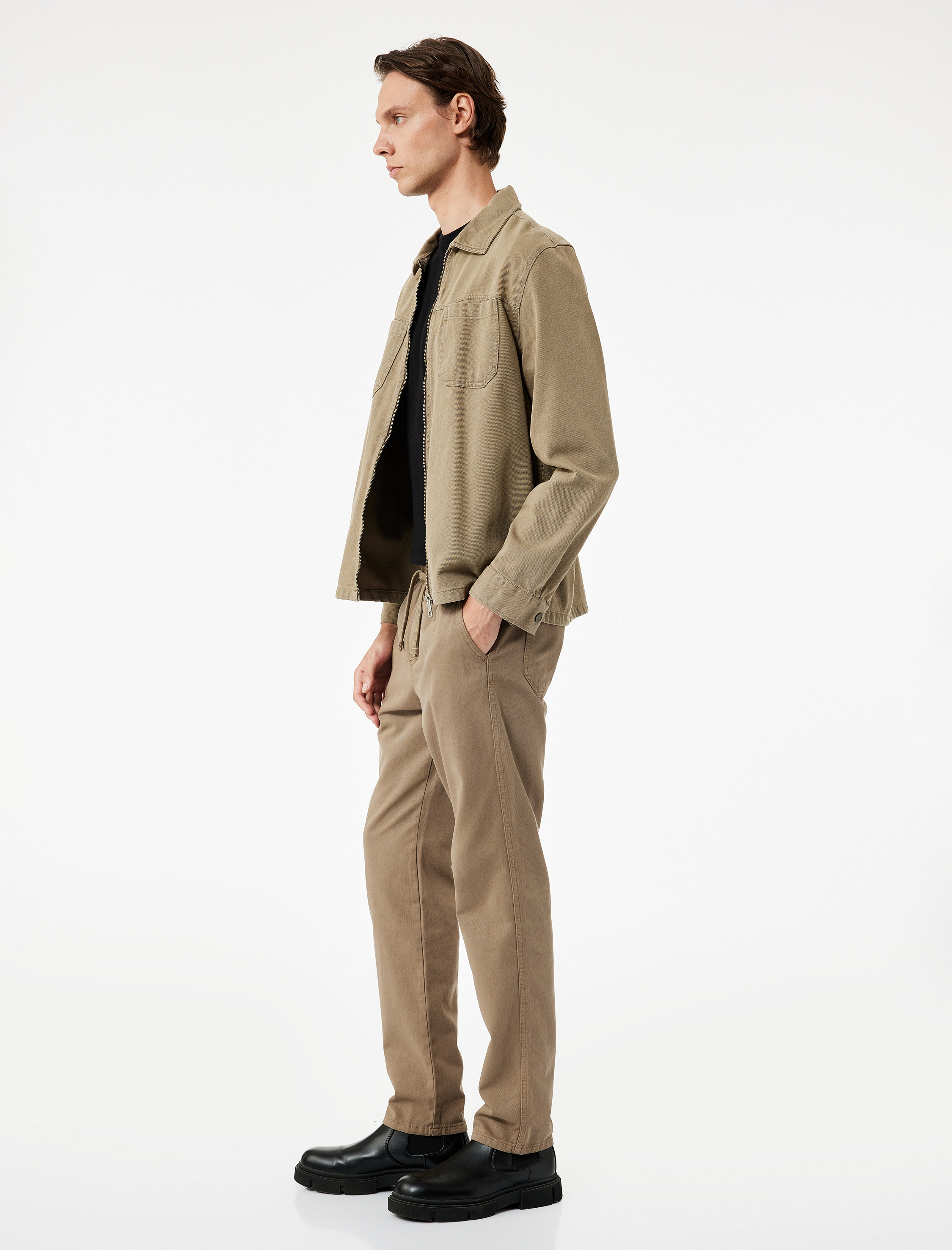   Pamuklu Cep Detaylı Beli Bağcıklı Pantolon