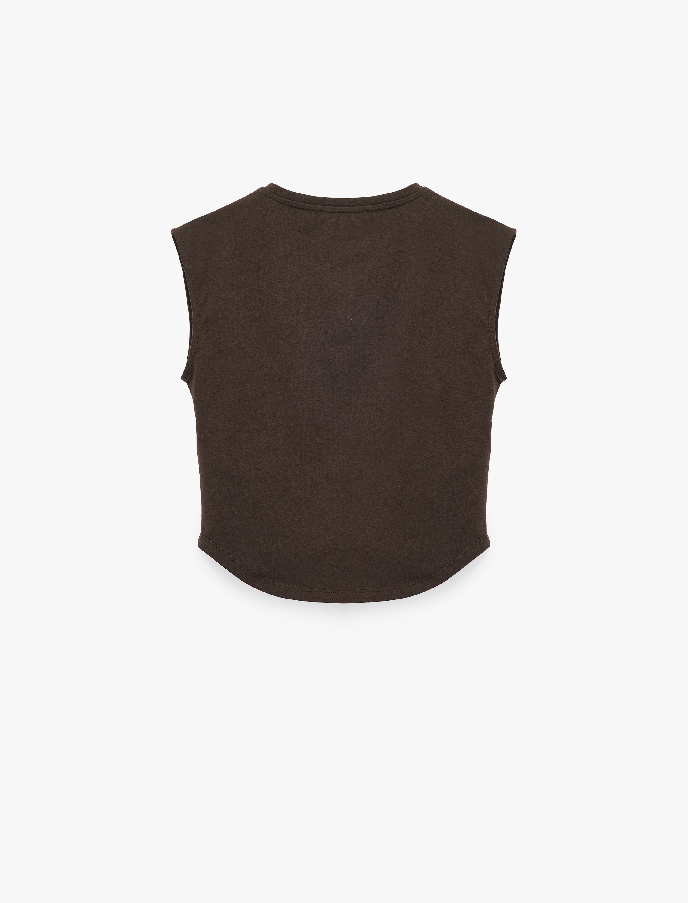   Slim Fit Kap Kol Pamuklu Bisiklet Yaka Korse Detaylı Crop Tişört