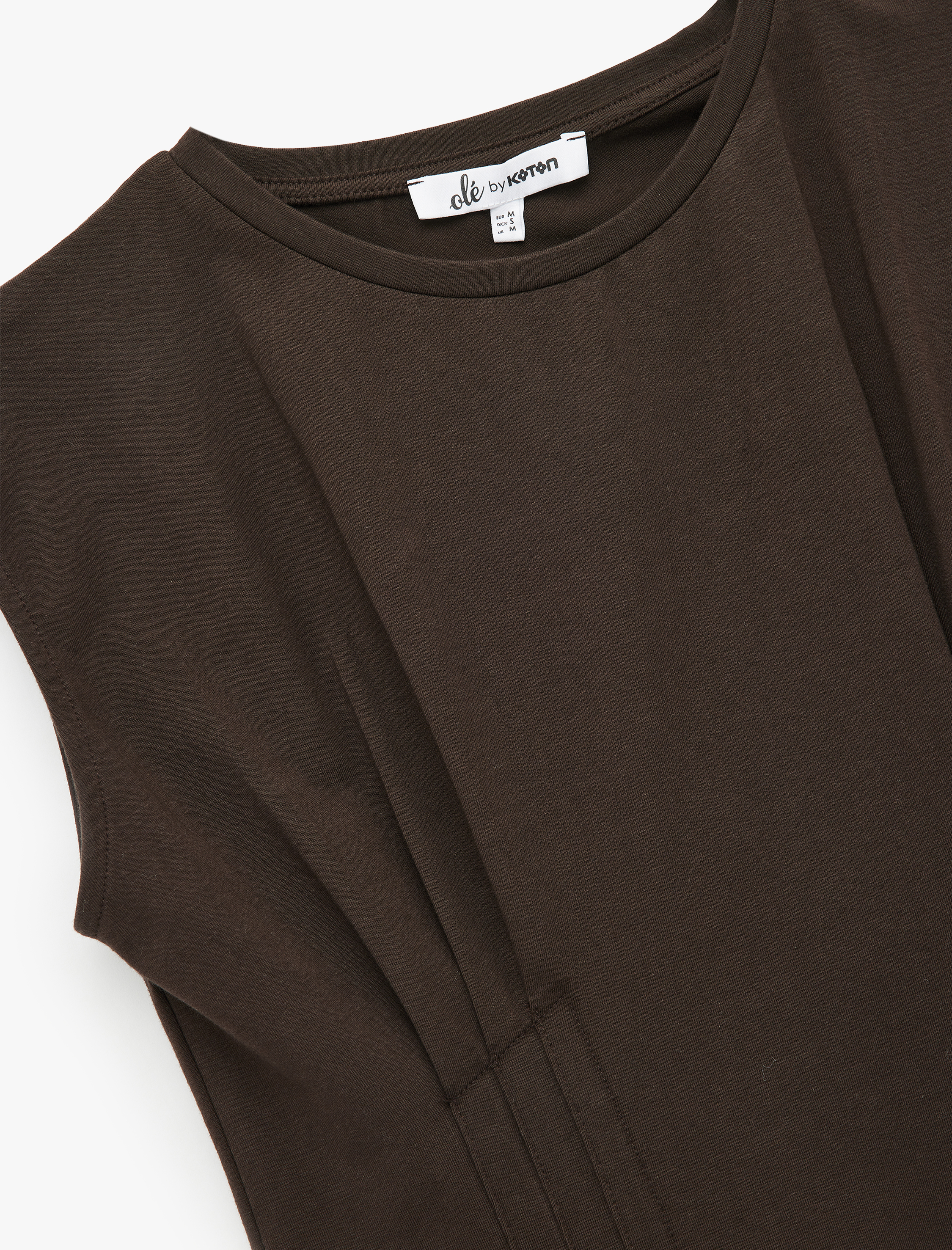   Slim Fit Kap Kol Pamuklu Bisiklet Yaka Korse Detaylı Crop Tişört