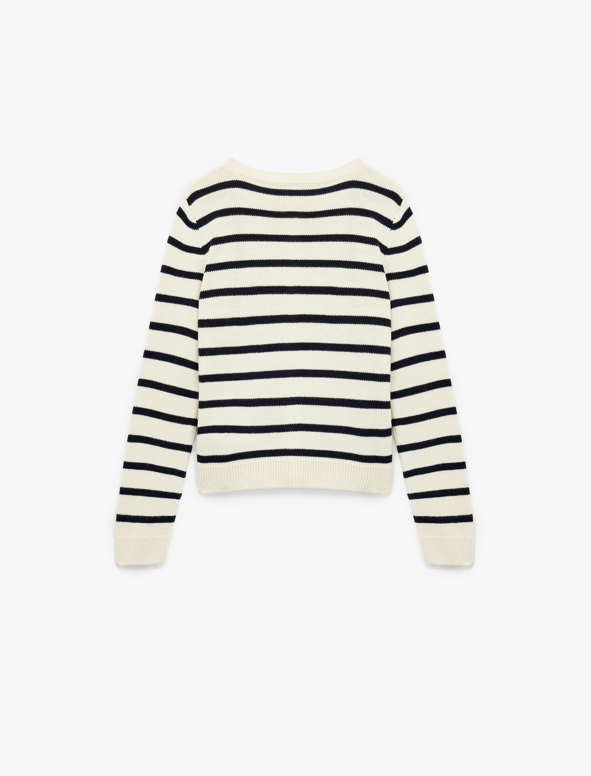   Uzun Kollu Düğmeli Bisiklet Yaka Çizgili Triko Hırka